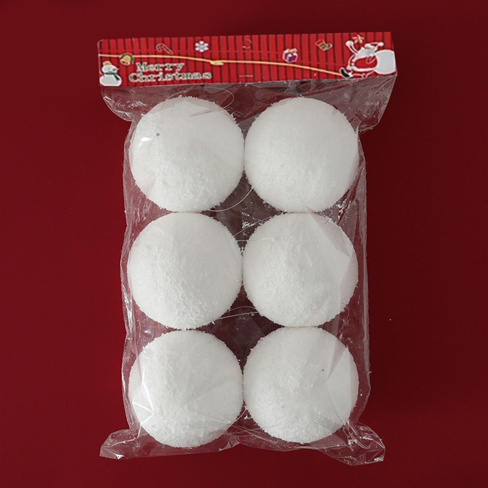 6PCS 3.94in Xmas Tree Ball Ornaments Foam Snowy Ball Ornaments Hanging view 6