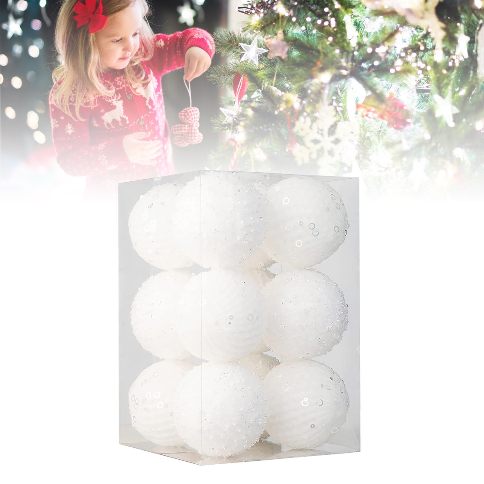 12pcs Xmas Ball Ornament Creative Lightweight Foam Xmas Tree Decorative Ball view 8