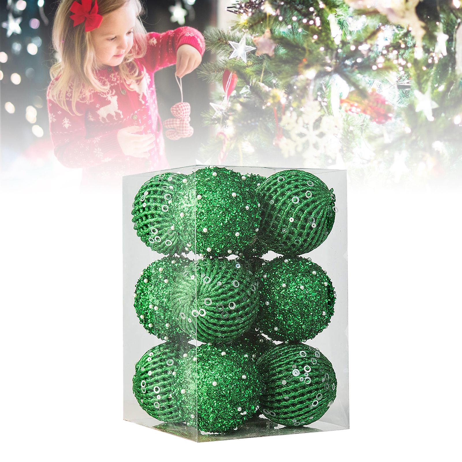 12pcs Xmas Ball Ornament Creative Lightweight Foam Xmas Tree Decorative Ball view 8