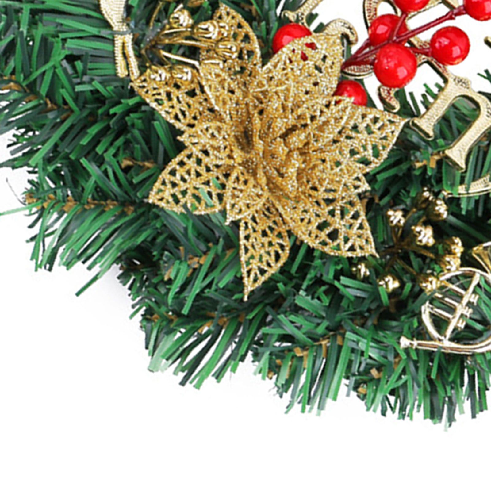 Xmas Wreath for Front Door Plastic Xmas Pine Wreath Decoration with Balls view 2