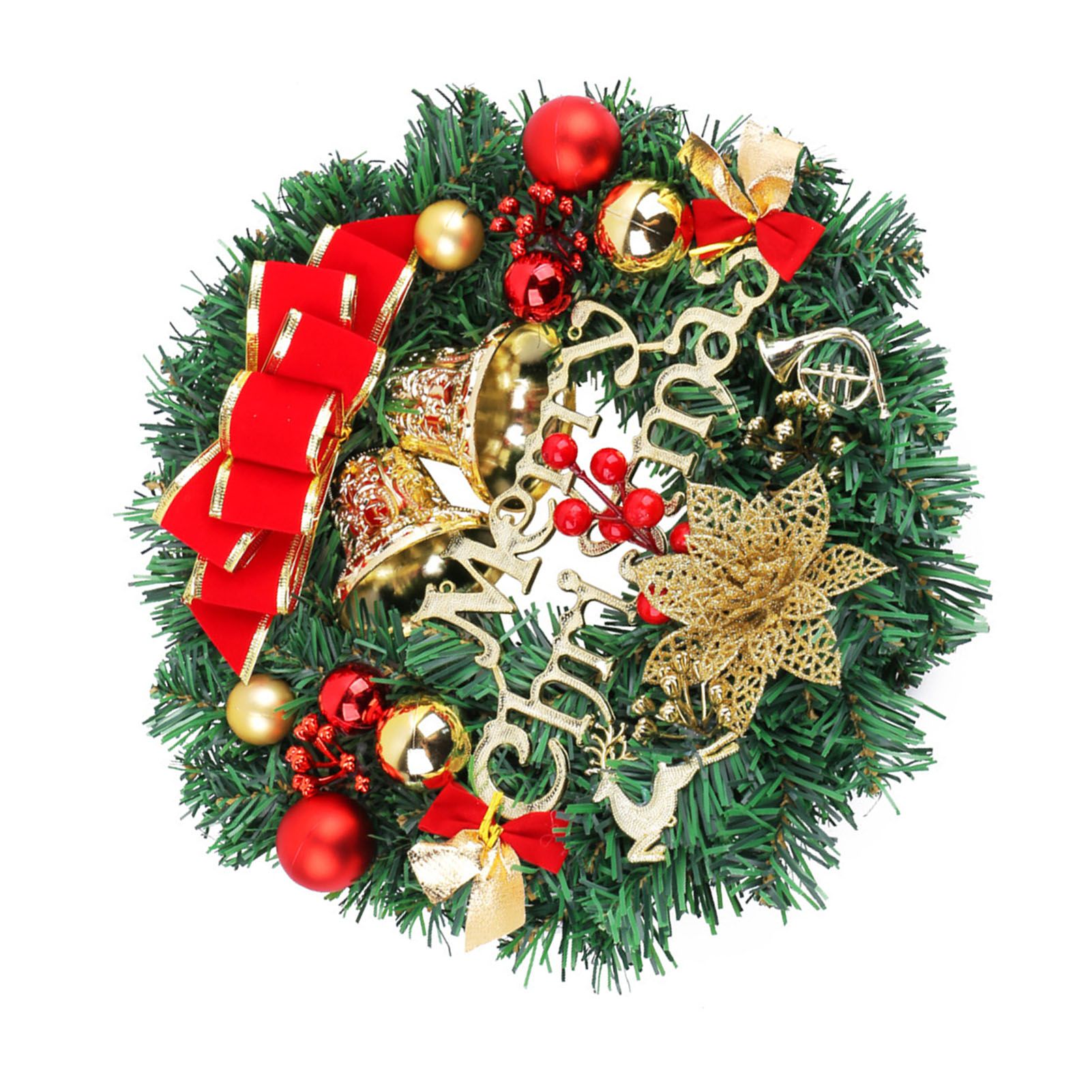 Xmas Wreath for Front Door Plastic Xmas Pine Wreath Decoration with Balls view 6