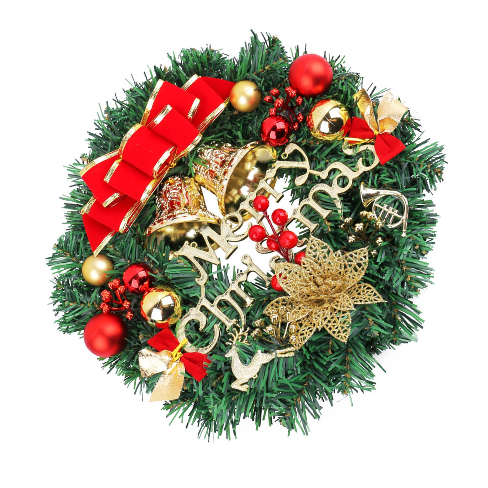 Xmas Wreath for Front Door Plastic Xmas Pine Wreath Decoration with Balls view 8