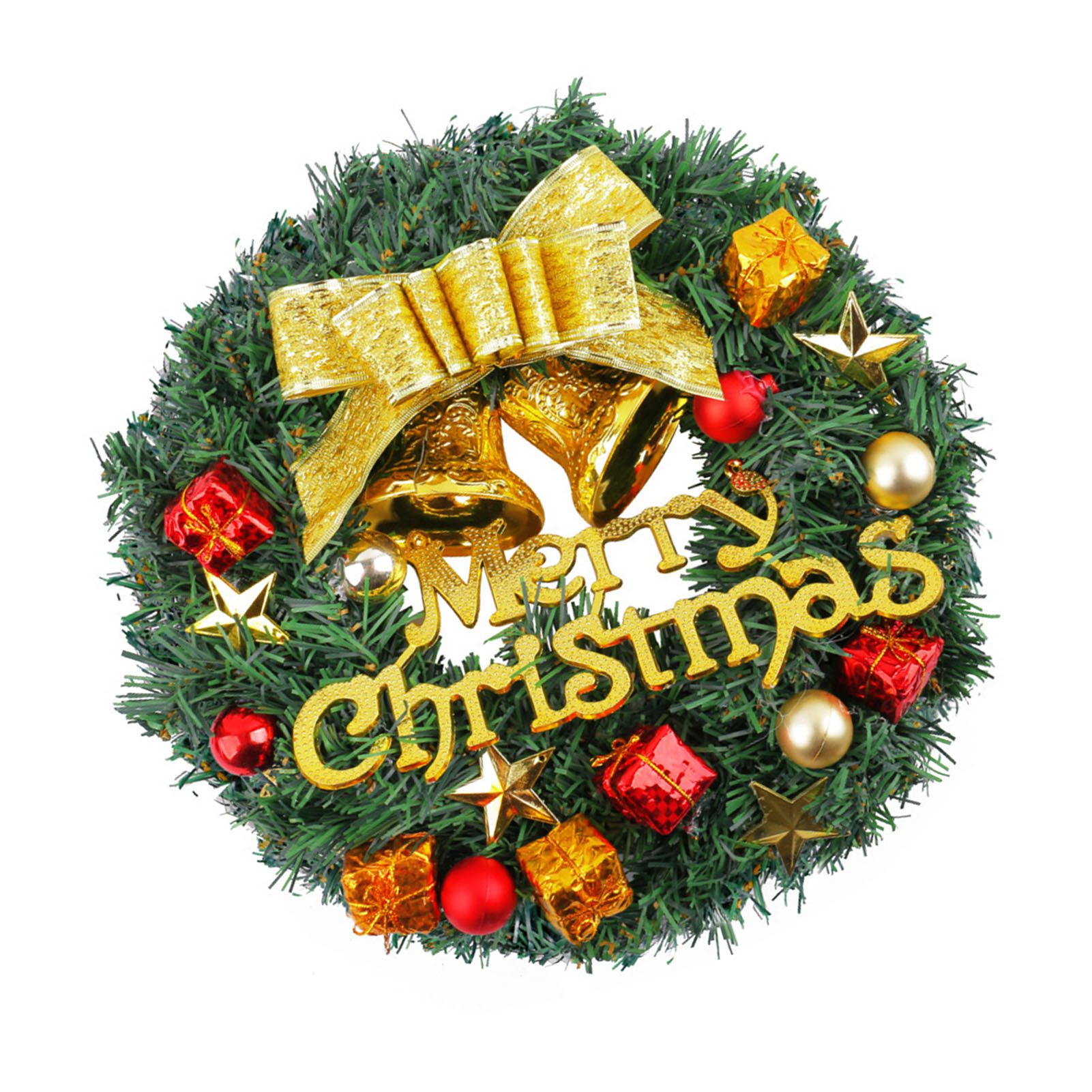 Xmas Wreath for Front Door Plastic Xmas Pine Wreath Decoration with Balls