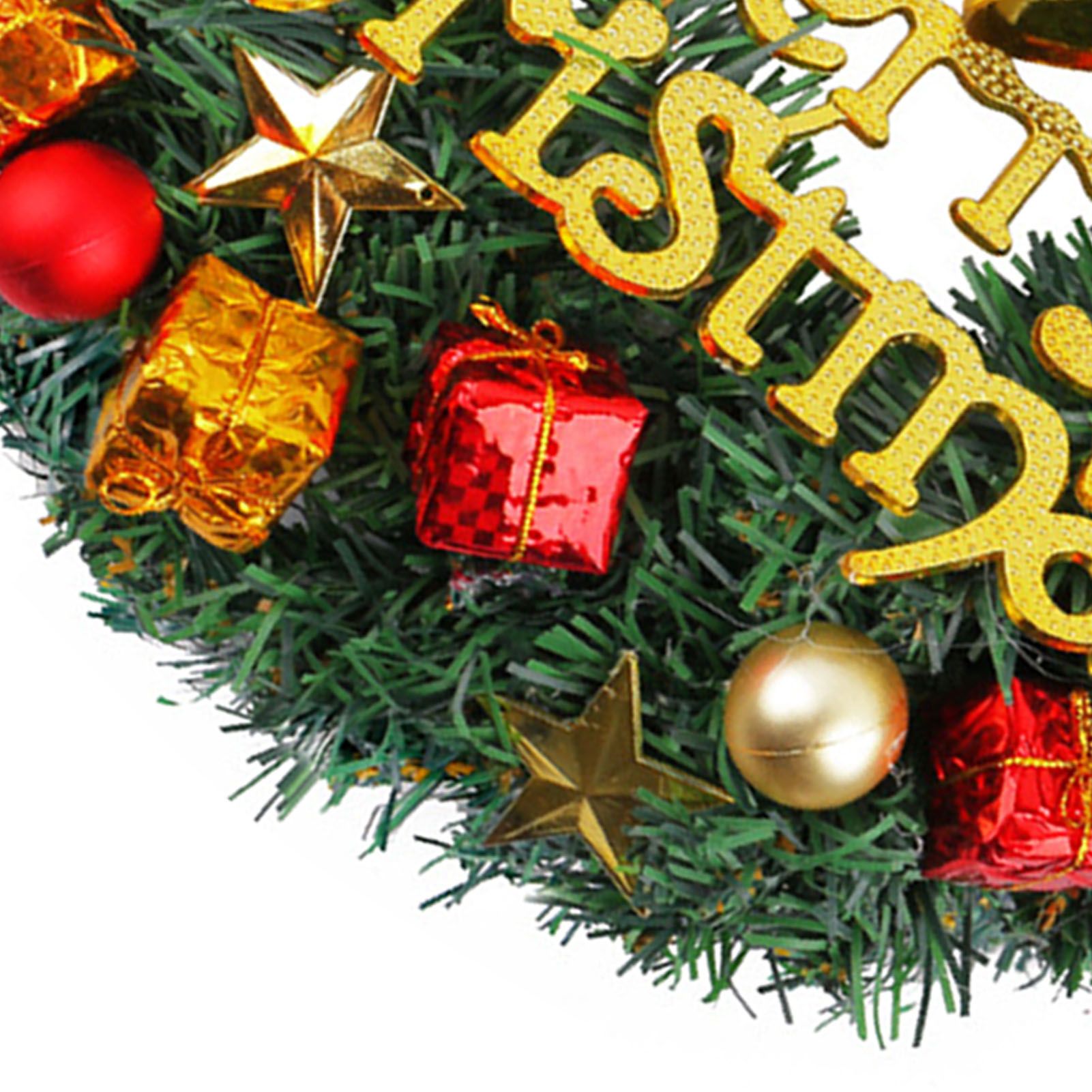 Xmas Wreath for Front Door Plastic Xmas Pine Wreath Decoration with Balls view 2
