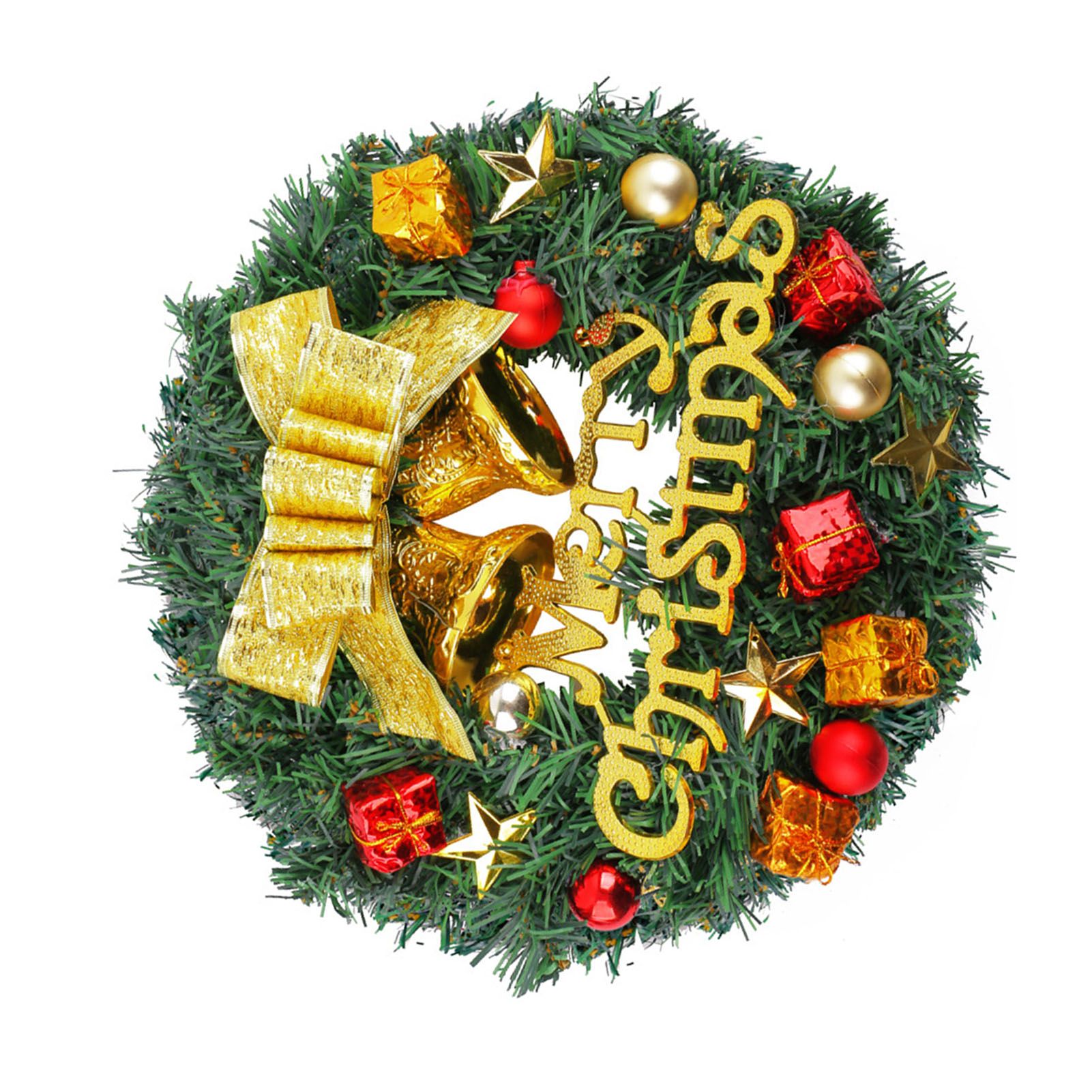 Xmas Wreath for Front Door Plastic Xmas Pine Wreath Decoration with Balls view 4