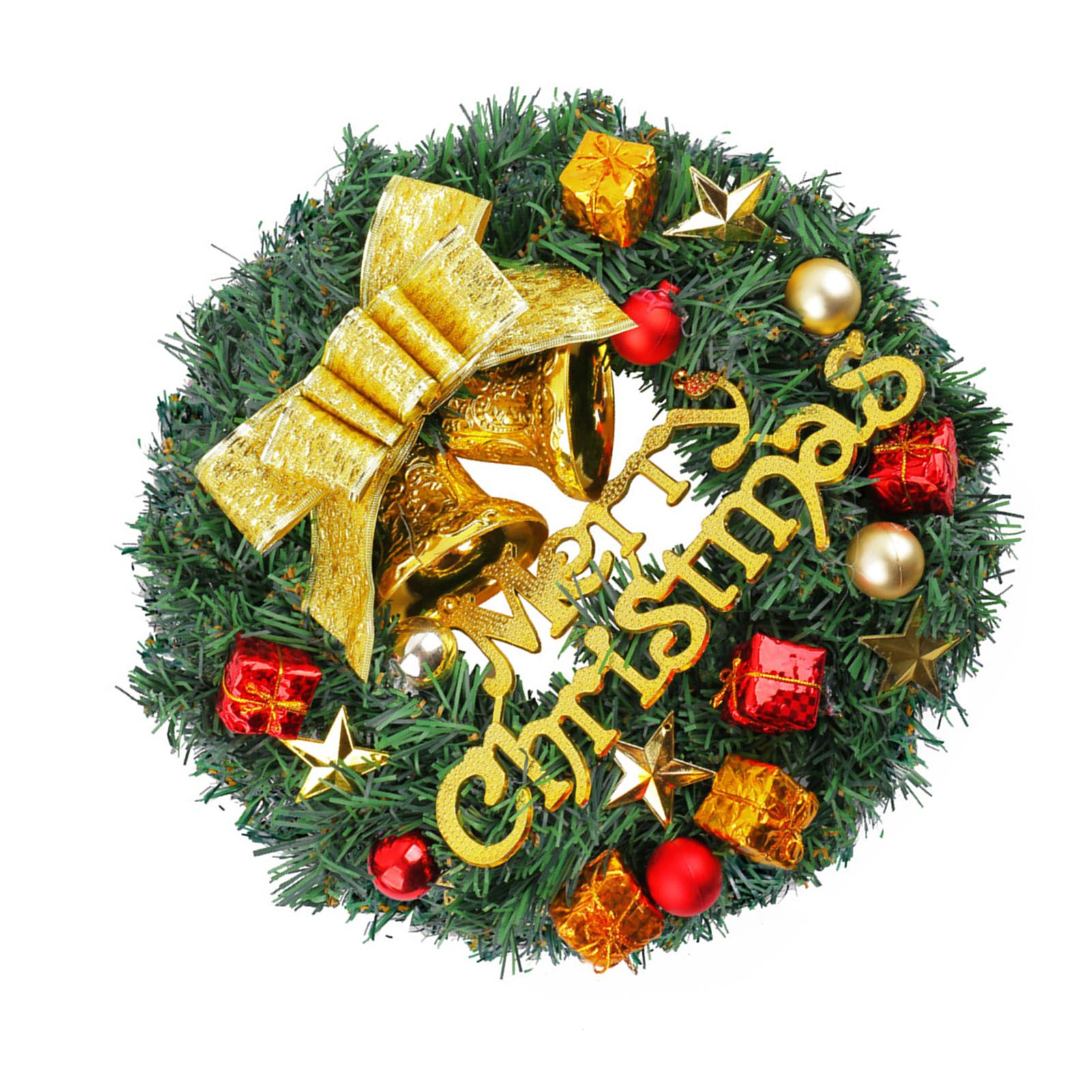 Xmas Wreath for Front Door Plastic Xmas Pine Wreath Decoration with Balls view 8
