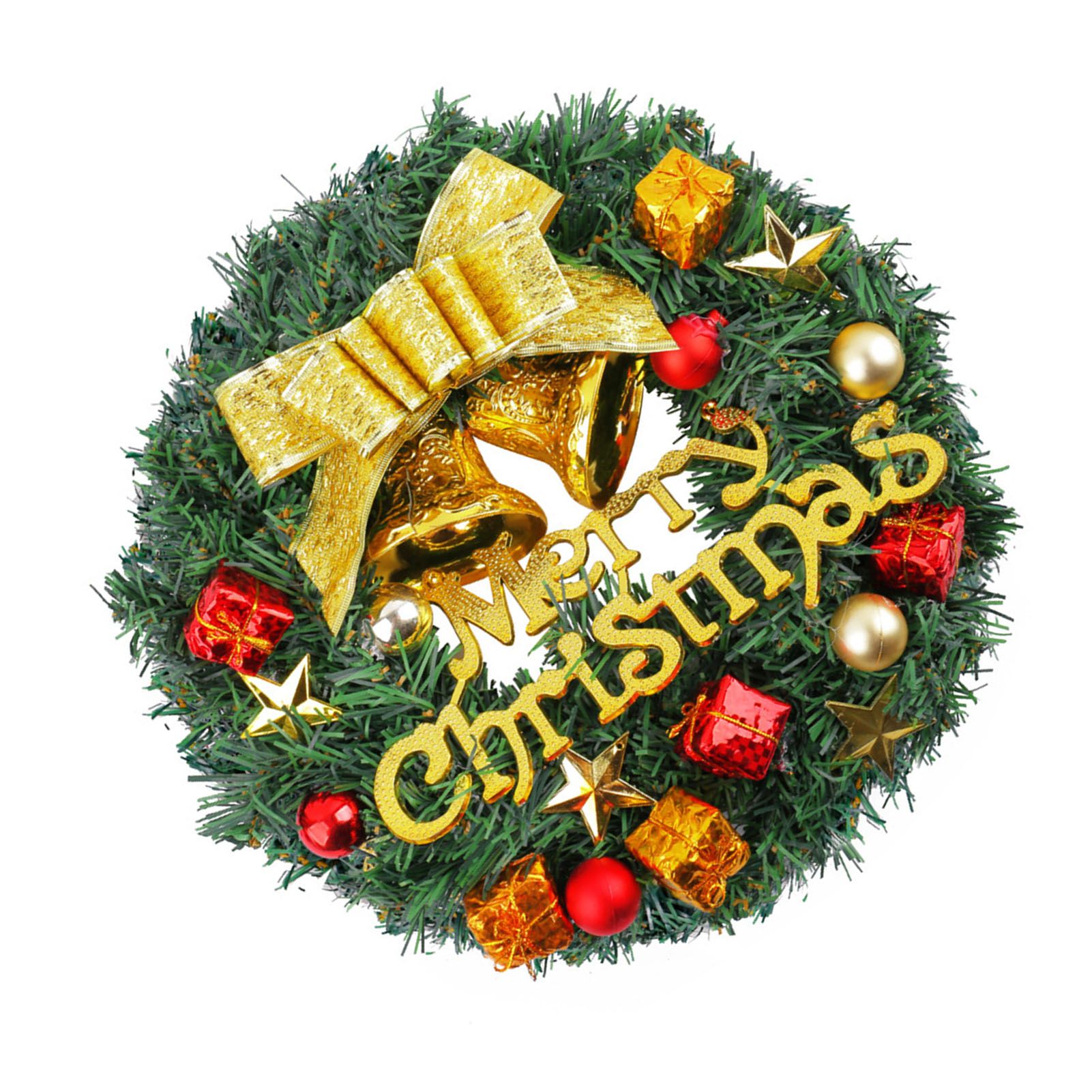 Xmas Wreath for Front Door Plastic Xmas Pine Wreath Decoration with Balls view 9