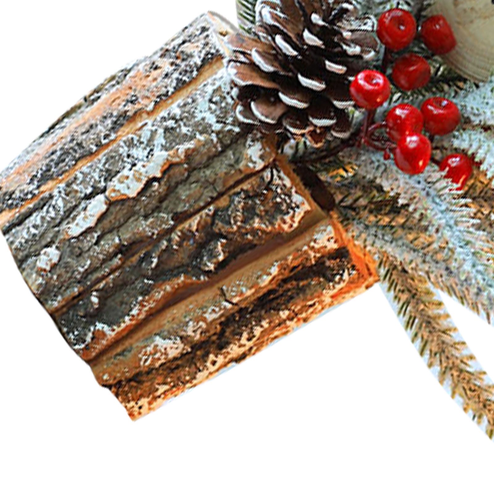 35cm Tabletop Xmas Tree Bark Wooden Barrel Decoration Artificial Bouquet view 2