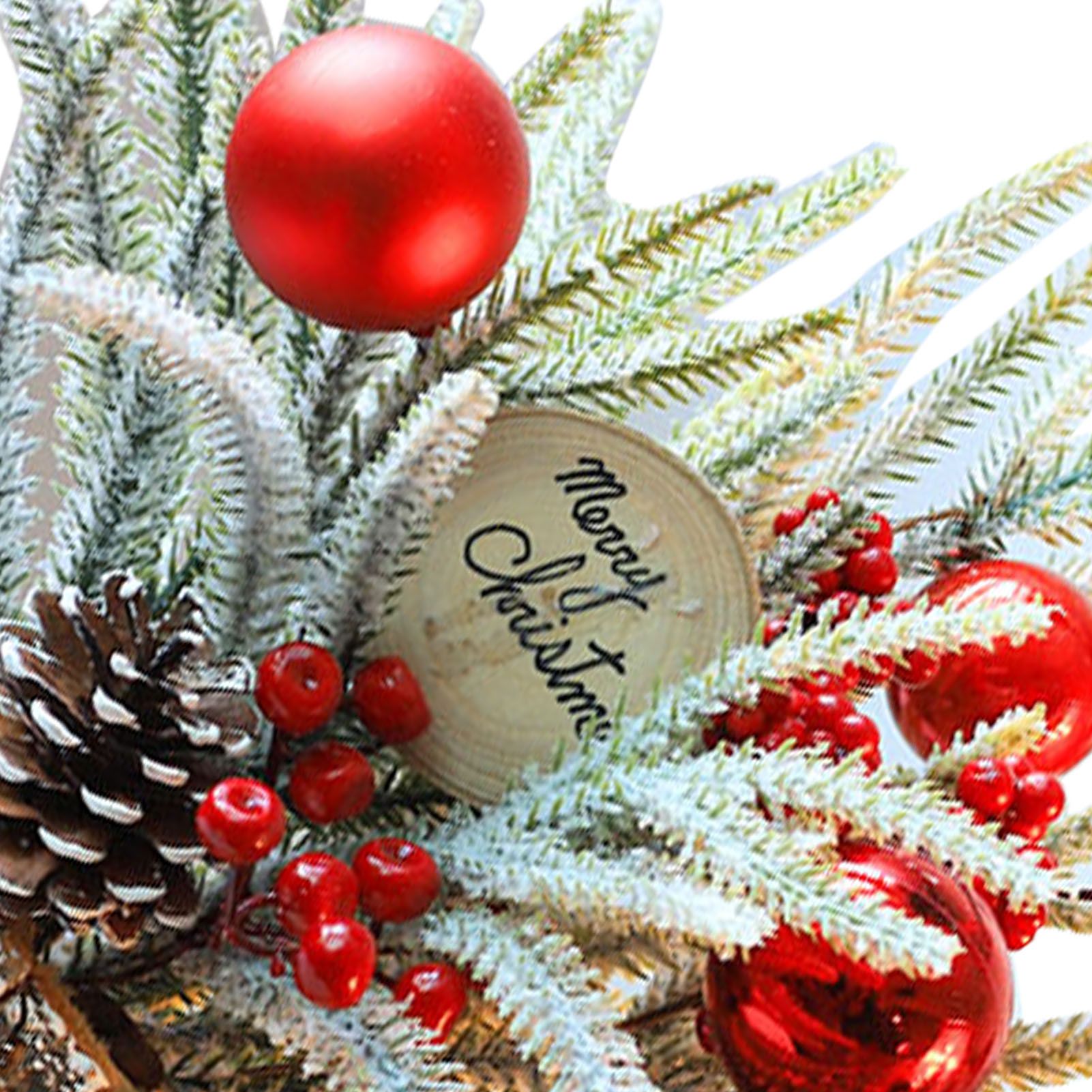 35cm Tabletop Xmas Tree Bark Wooden Barrel Decoration Artificial Bouquet view 7