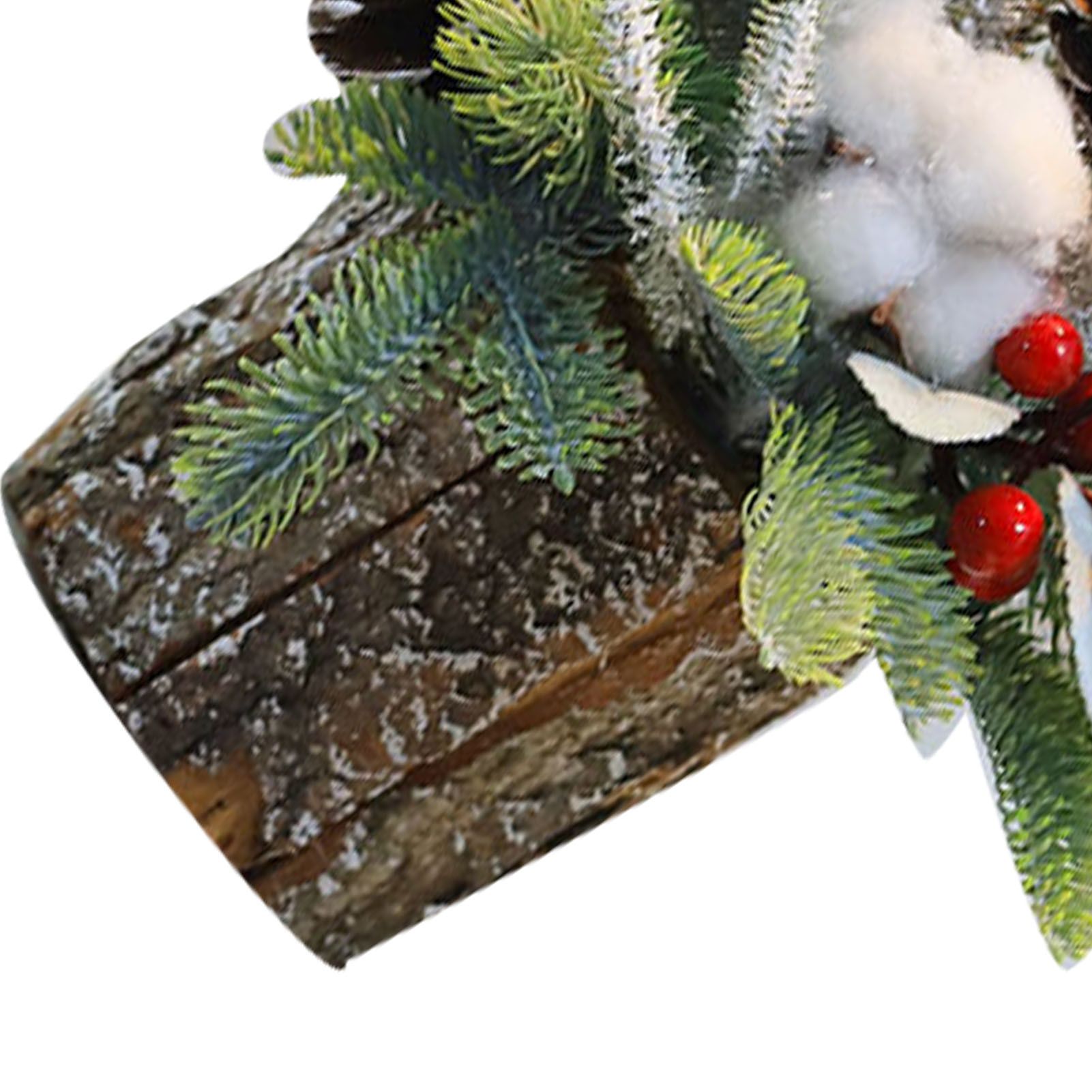 35cm Tabletop Xmas Tree Bark Wooden Barrel Decoration Artificial Bouquet view 2
