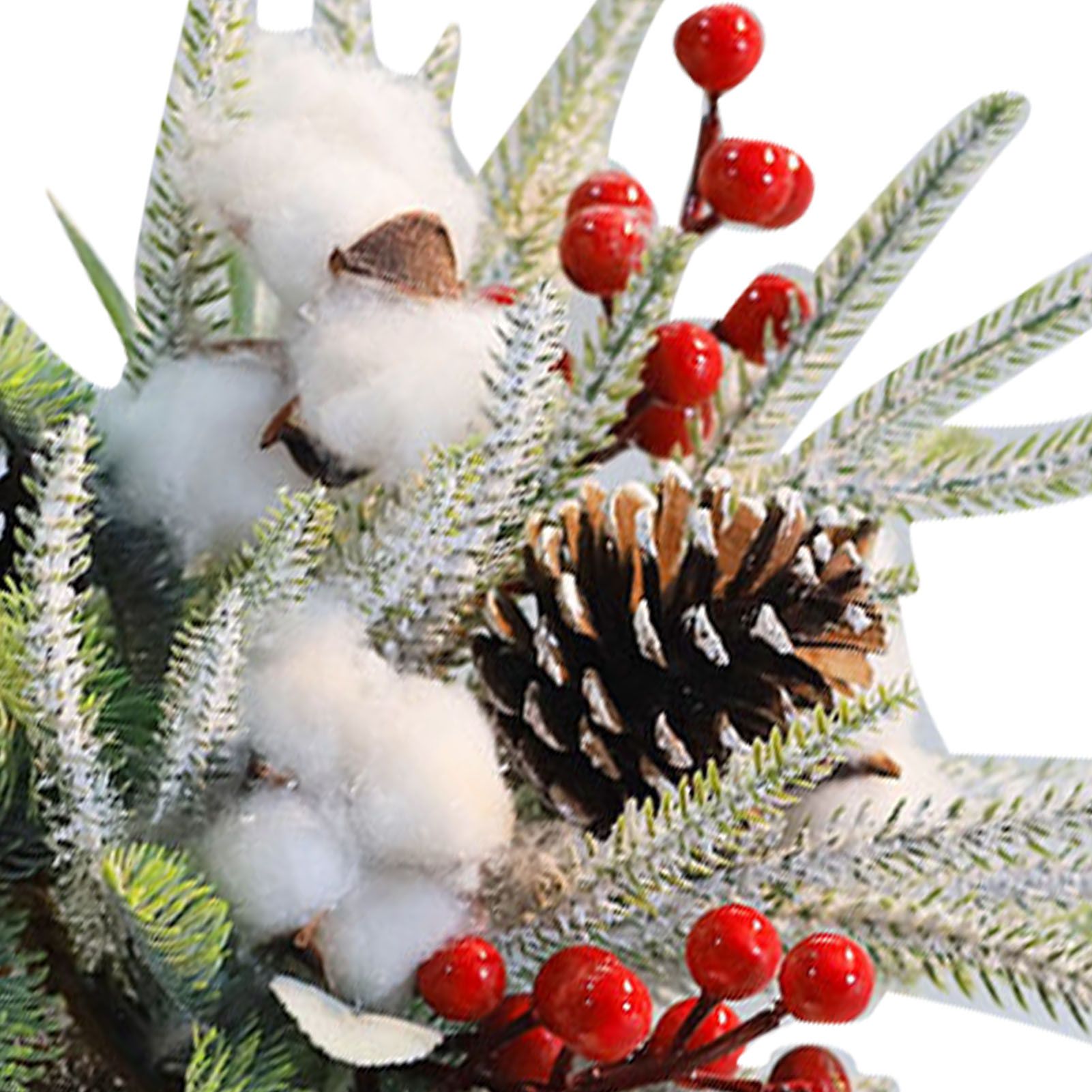 35cm Tabletop Xmas Tree Bark Wooden Barrel Decoration Artificial Bouquet view 7