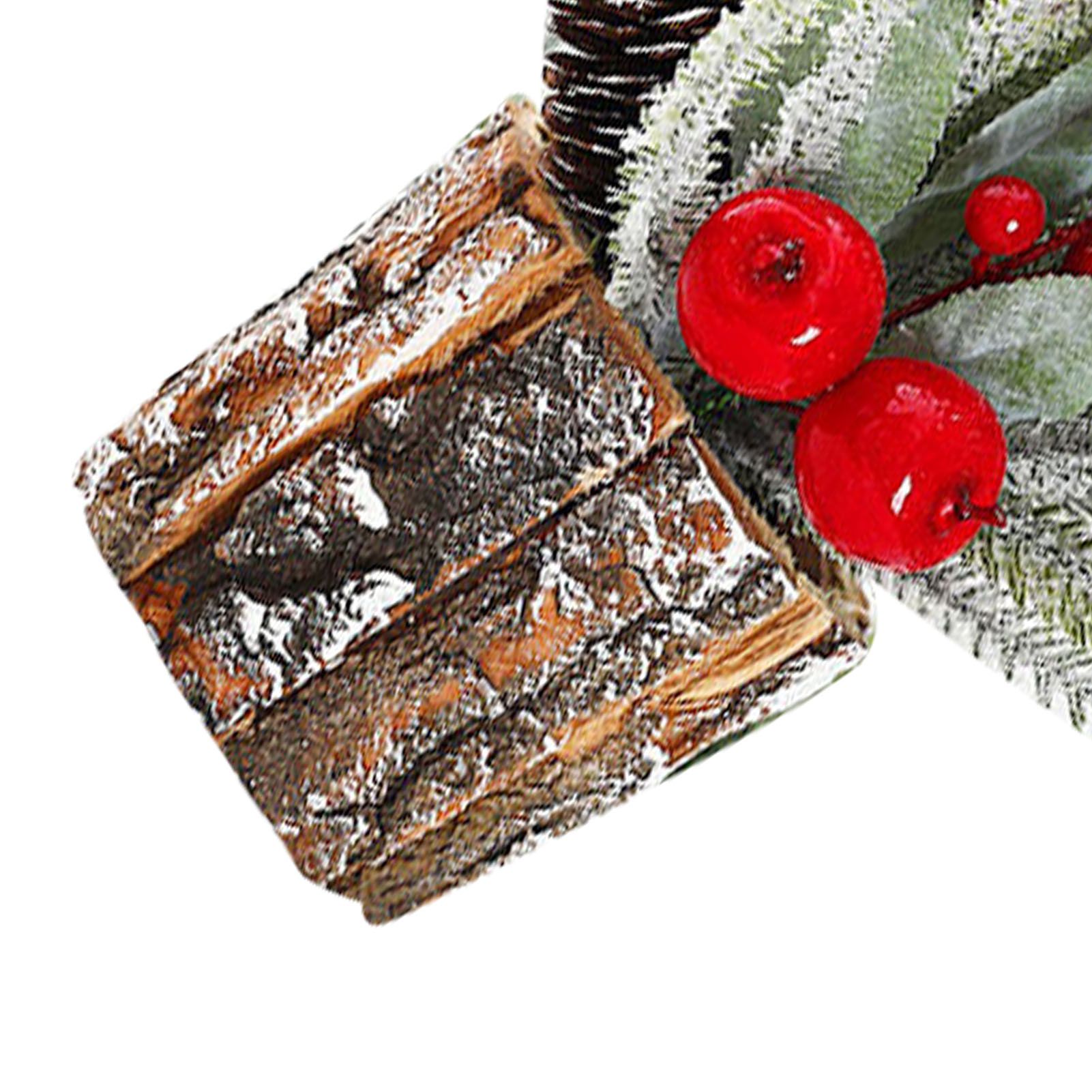 35cm Tabletop Xmas Tree Bark Wooden Barrel Decoration Artificial Bouquet view 2