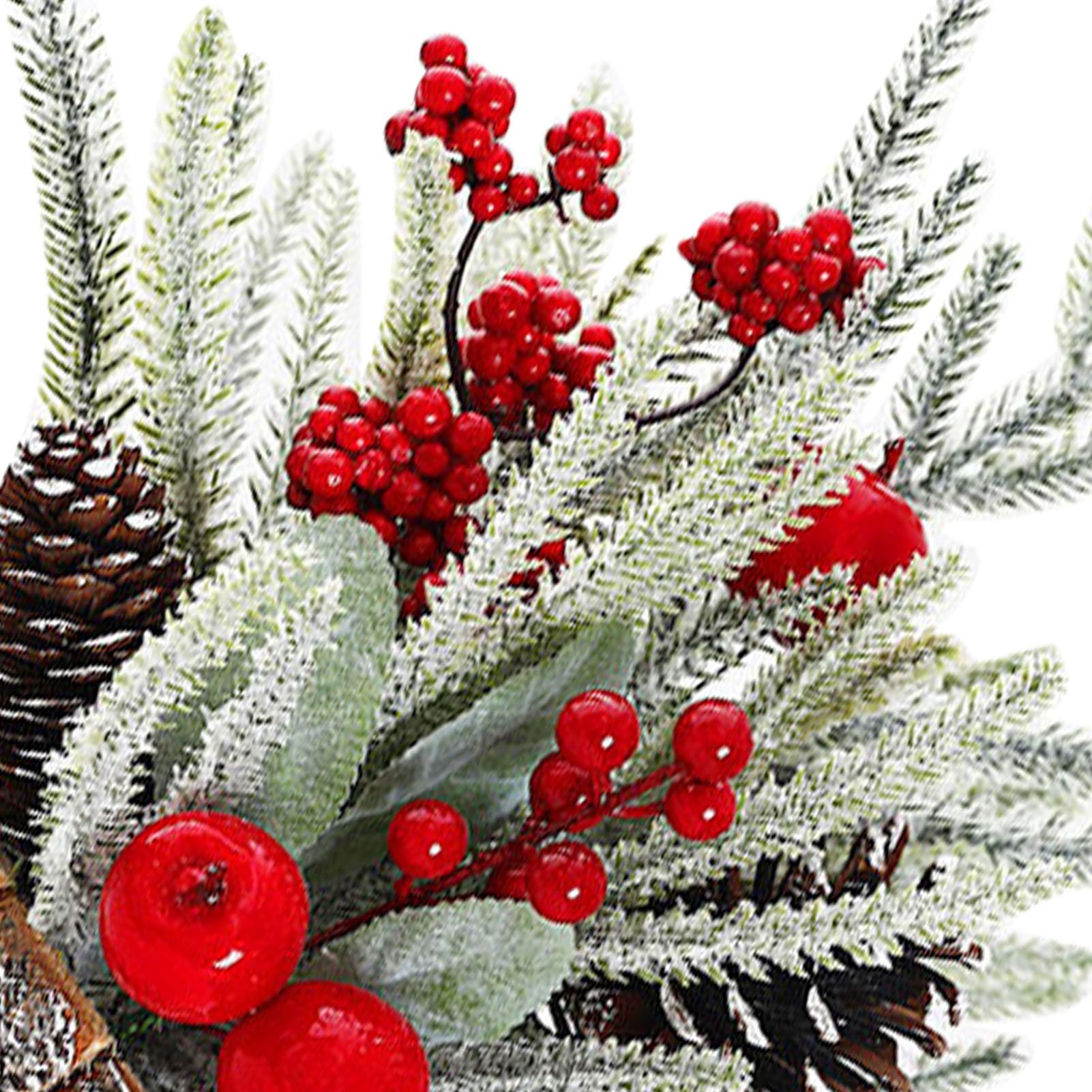 35cm Tabletop Xmas Tree Bark Wooden Barrel Decoration Artificial Bouquet view 7