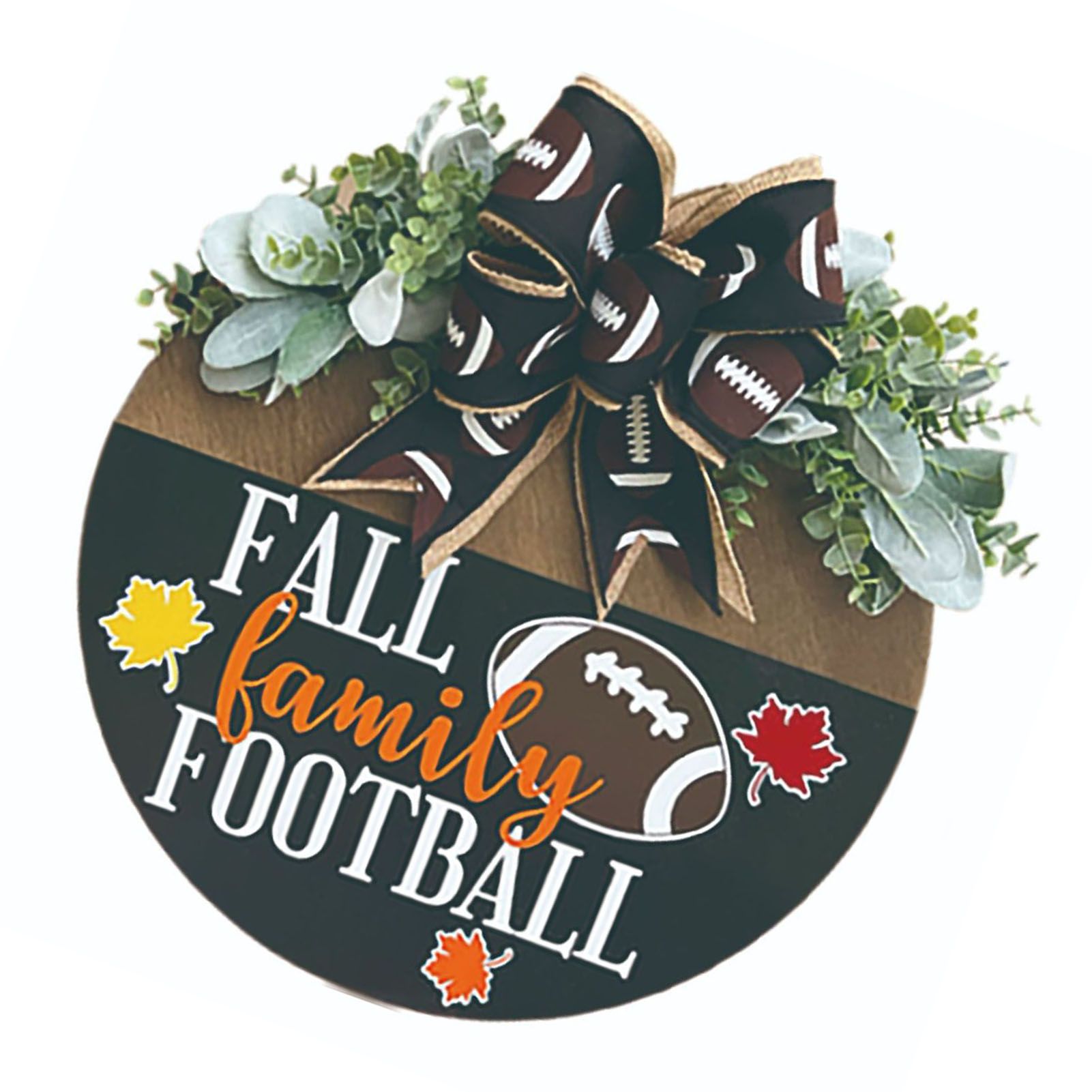 Front Door Sign Wooden Xmas Football Front Door Hanging Plaque Decor for Wall