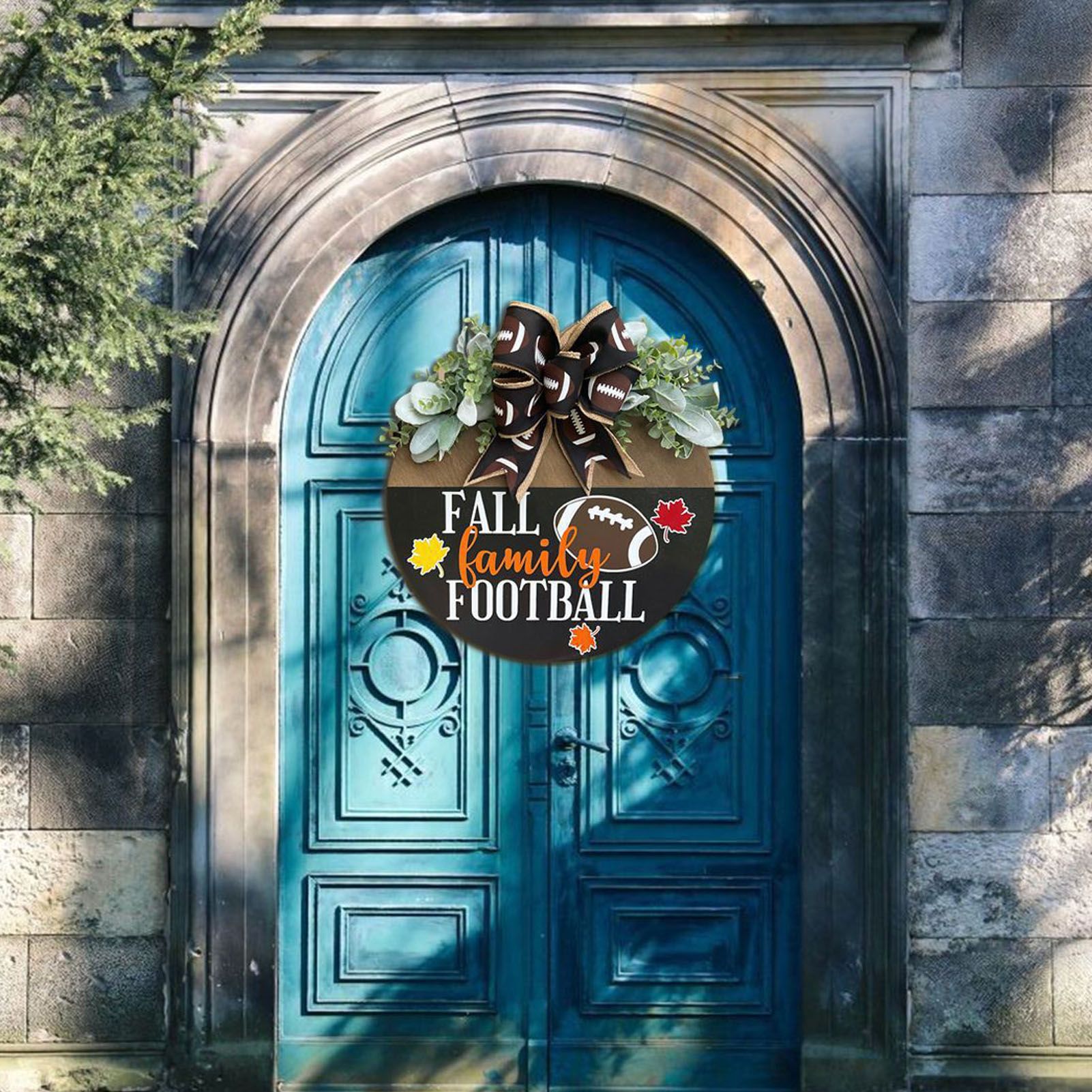 Front Door Sign Wooden Xmas Football Front Door Hanging Plaque Decor for Wall view 9