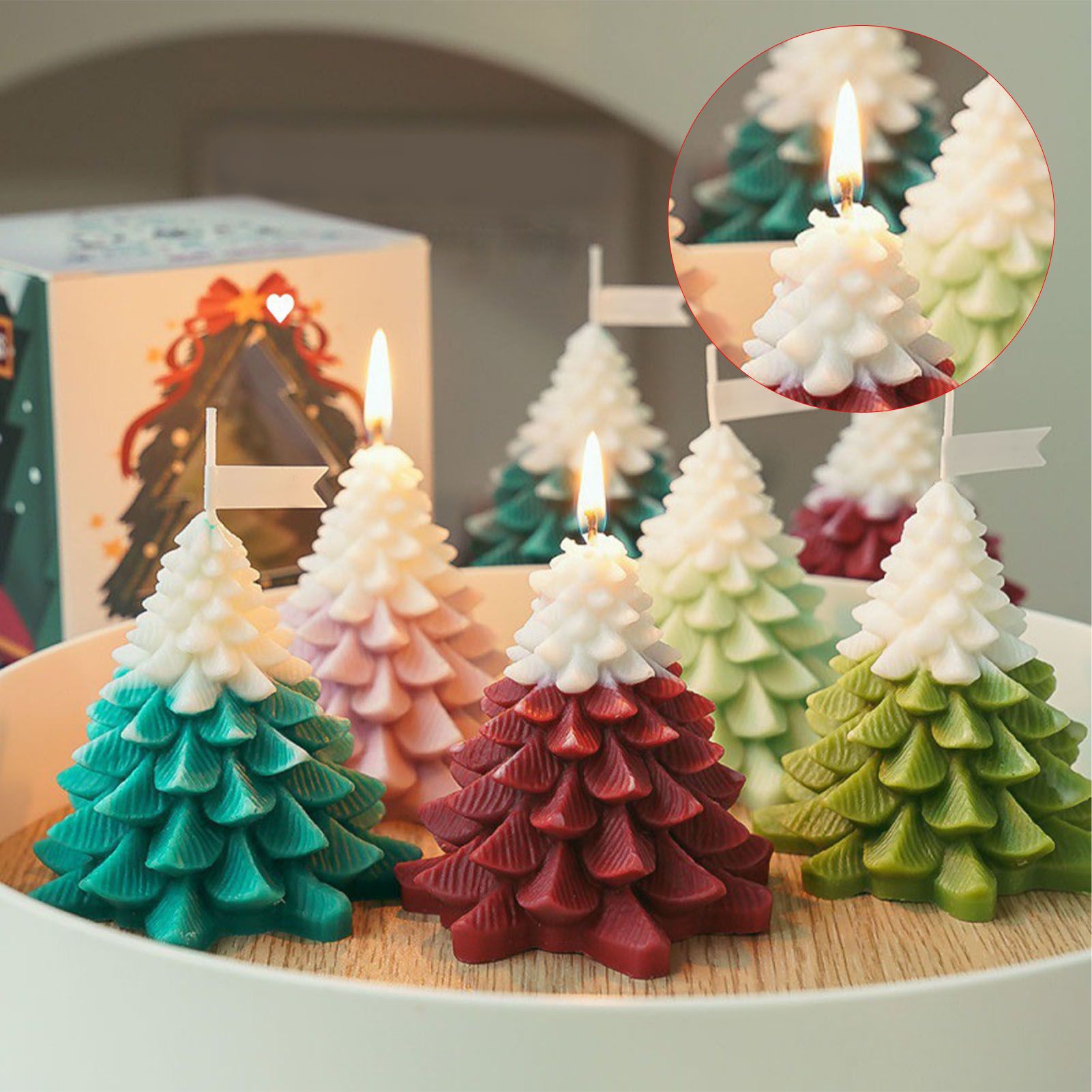 Xmas Tree Shaped Candle Multifunctional Aromatherapy Holiday Decorative Candle view 8
