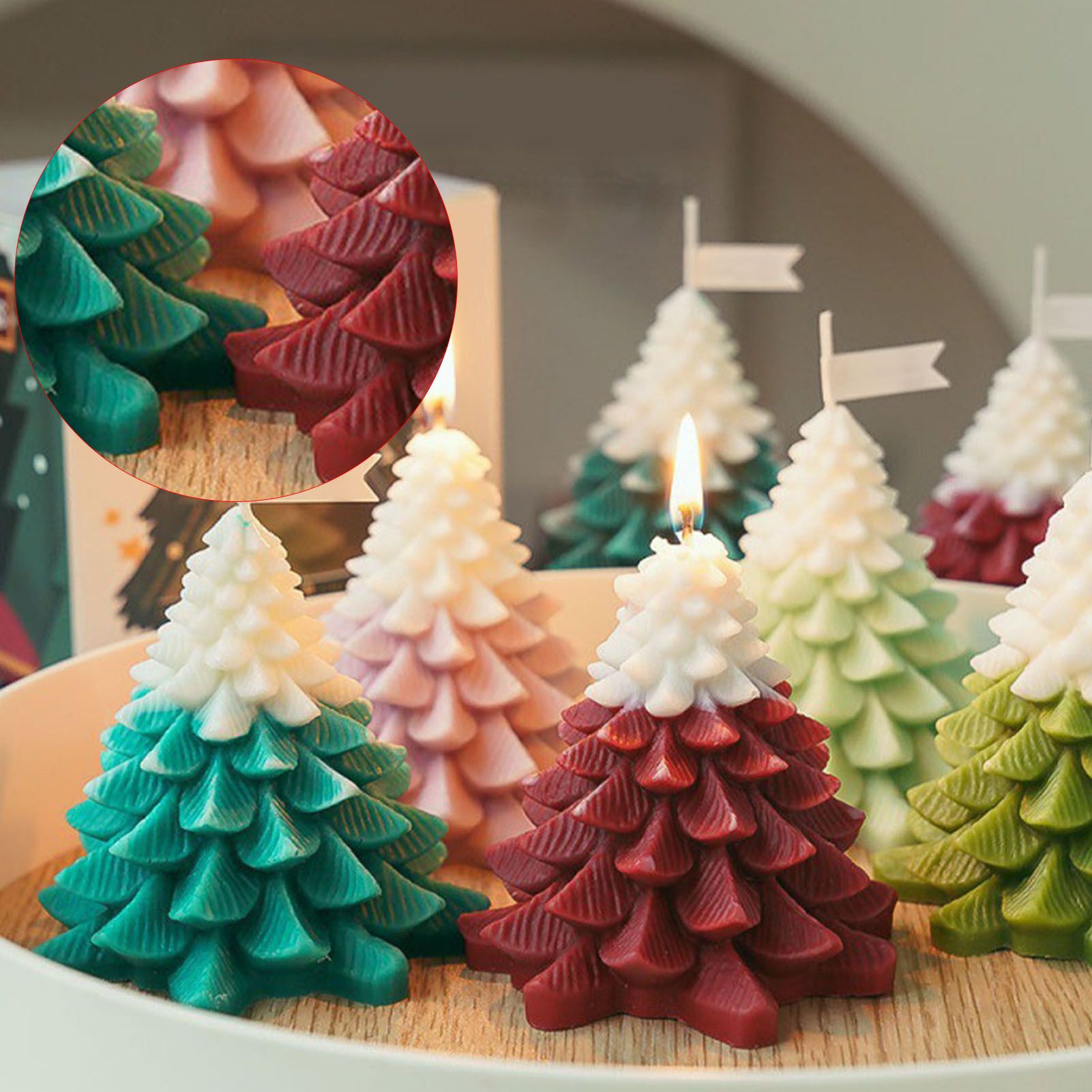 Xmas Tree Shaped Candle Multifunctional Aromatherapy Holiday Decorative Candle view 9