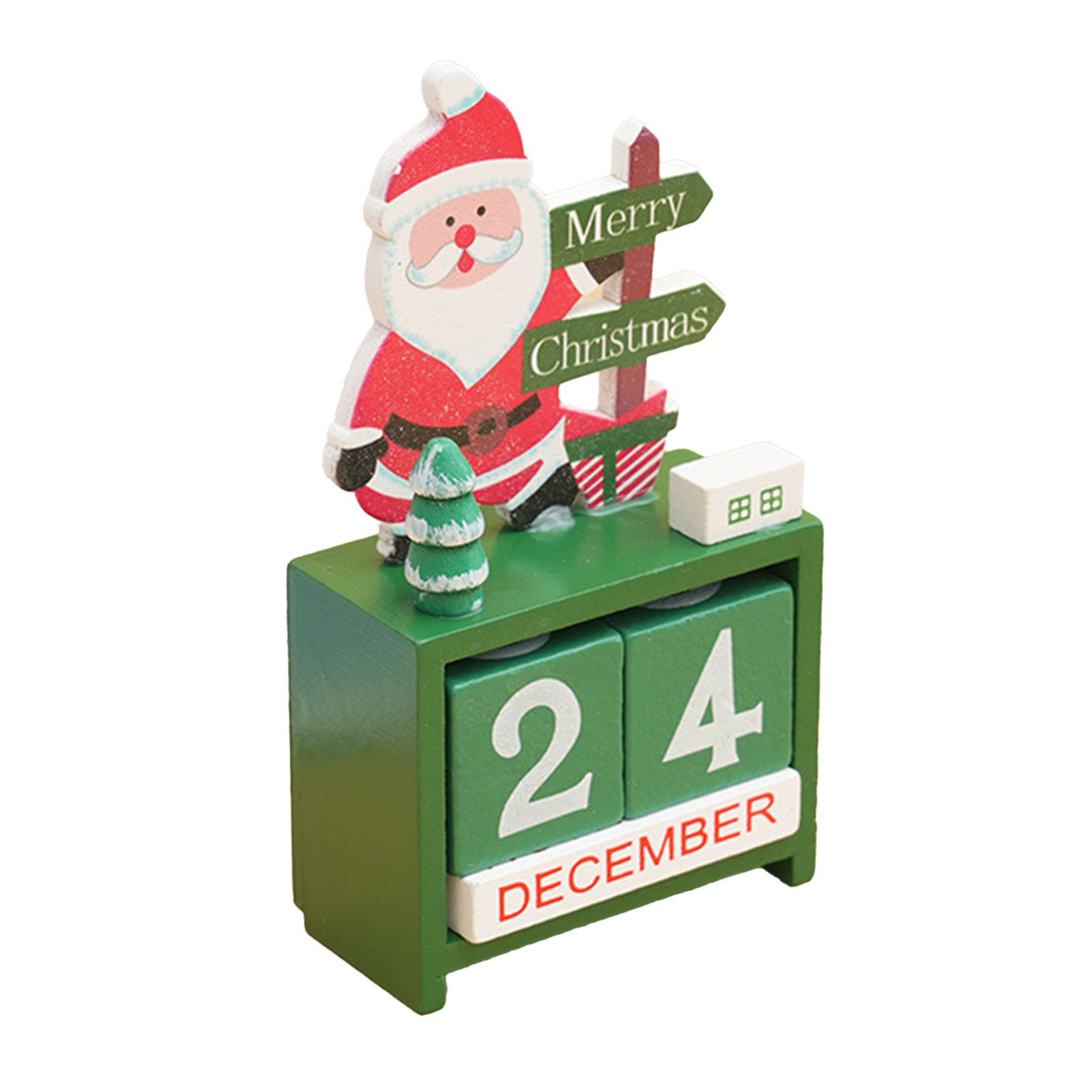 Xmas Desk Calendar Desktop Decoration Tabletop Number Date Wooden Blocks view 3