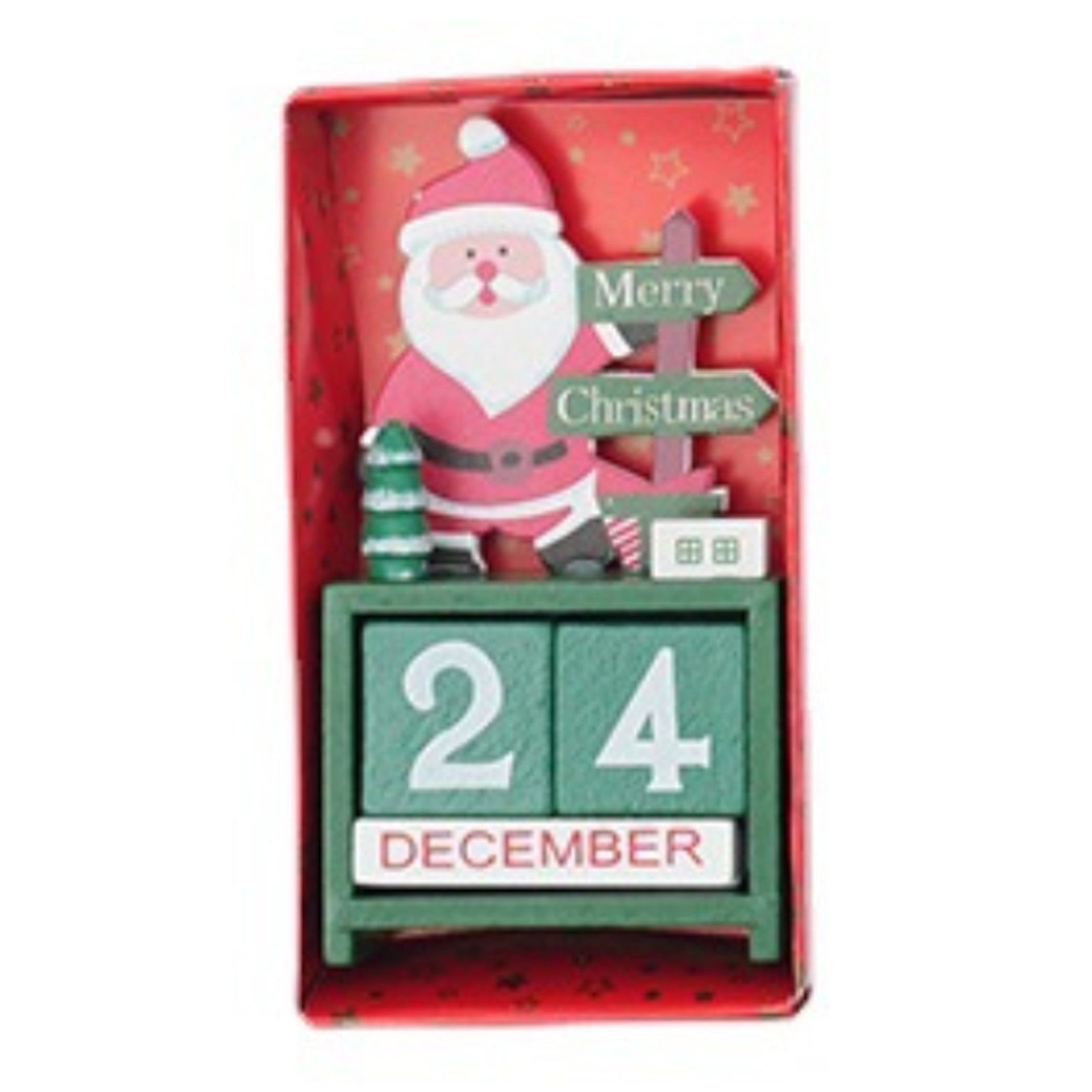 Xmas Desk Calendar Desktop Decoration Tabletop Number Date Wooden Blocks view 4