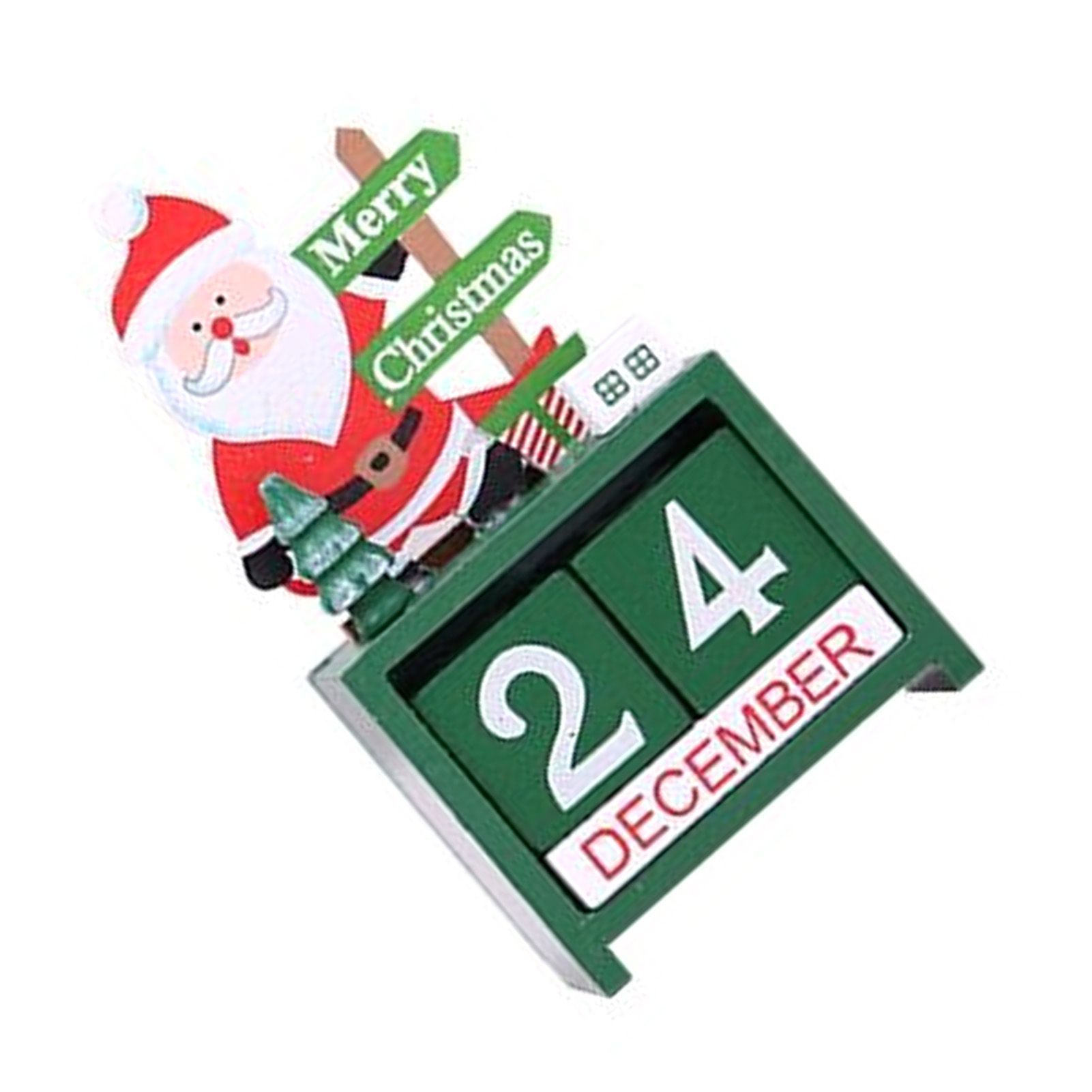 Xmas Desk Calendar Desktop Decoration Tabletop Number Date Wooden Blocks view 6