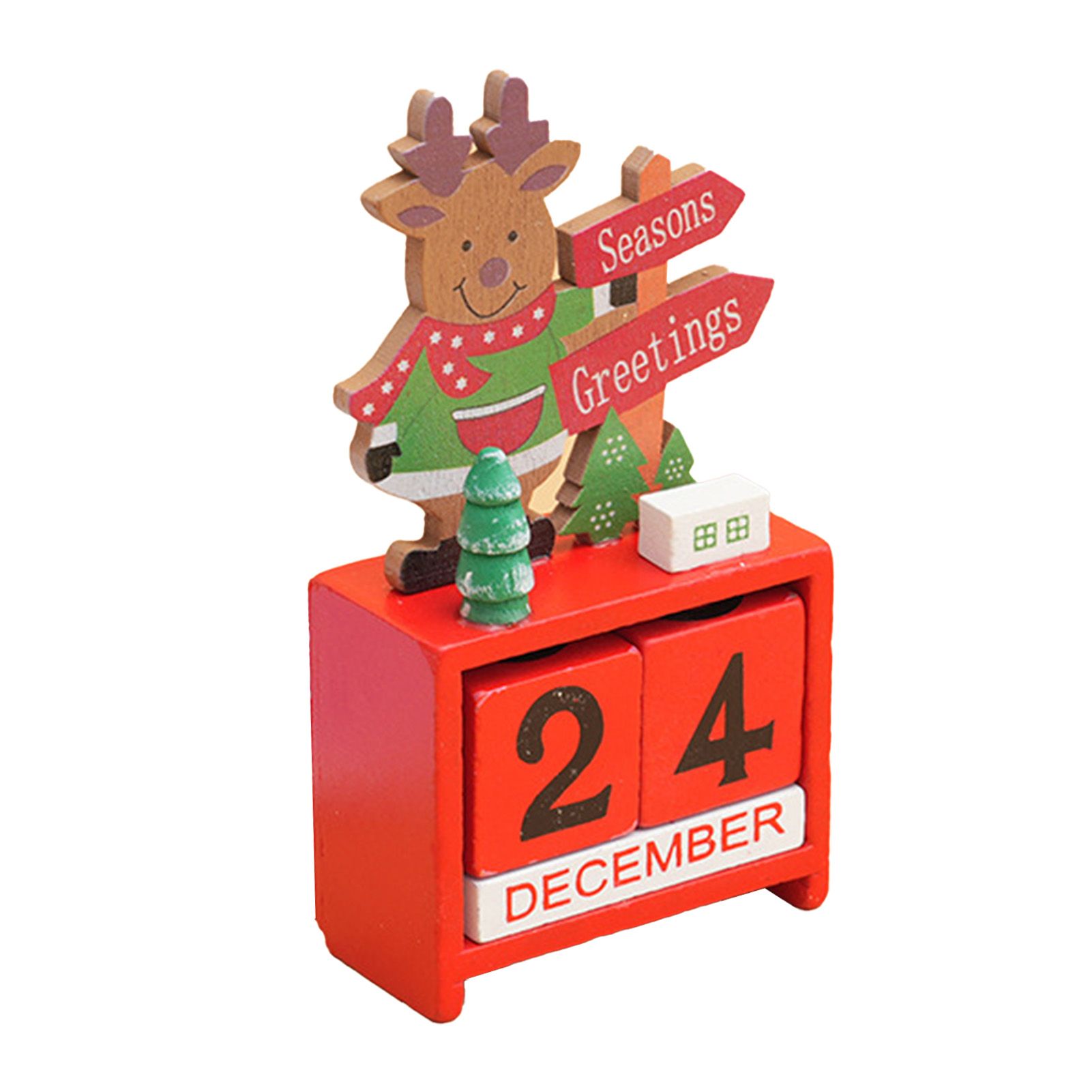 Xmas Desk Calendar Desktop Decoration Tabletop Number Date Wooden Blocks view 3