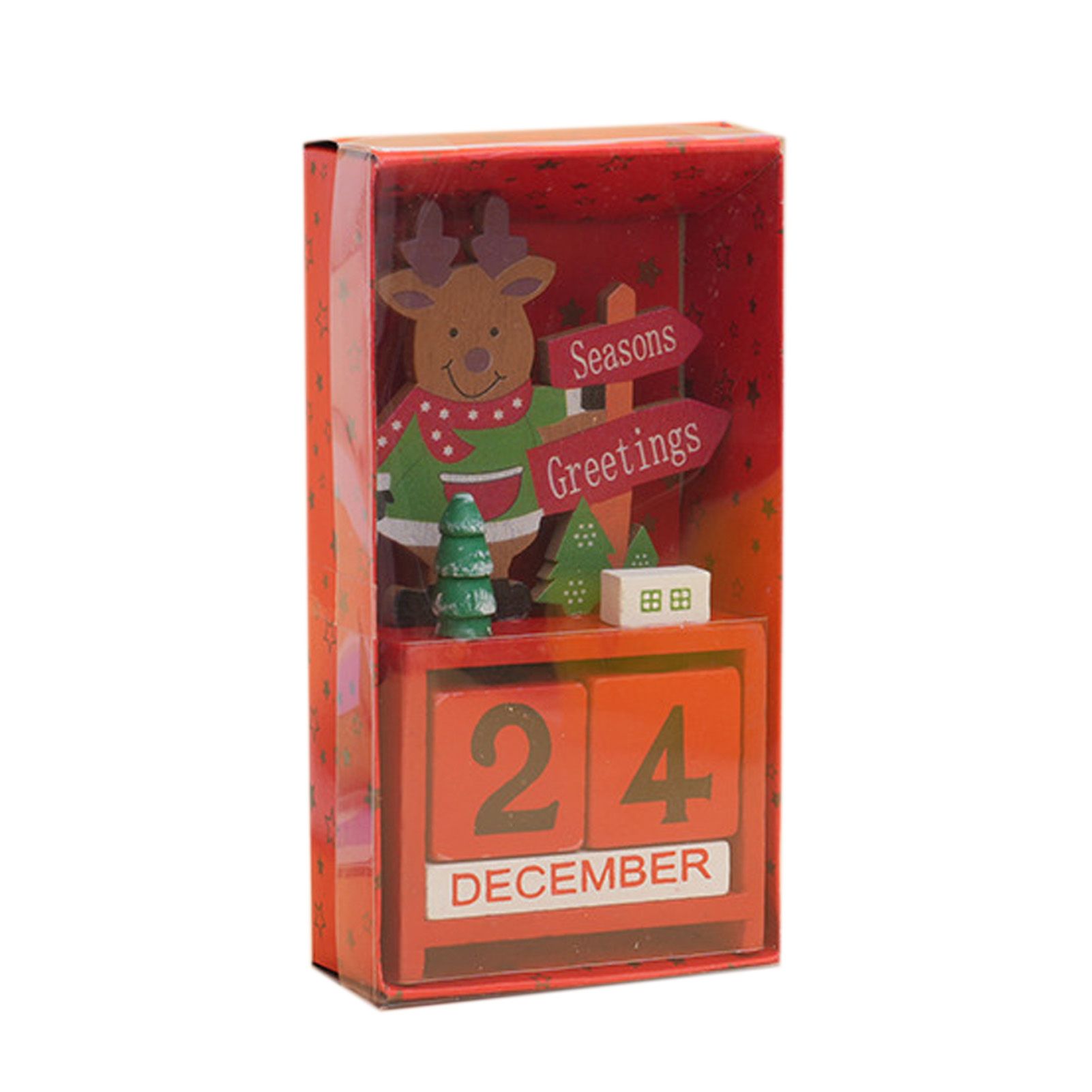 Xmas Desk Calendar Desktop Decoration Tabletop Number Date Wooden Blocks view 4