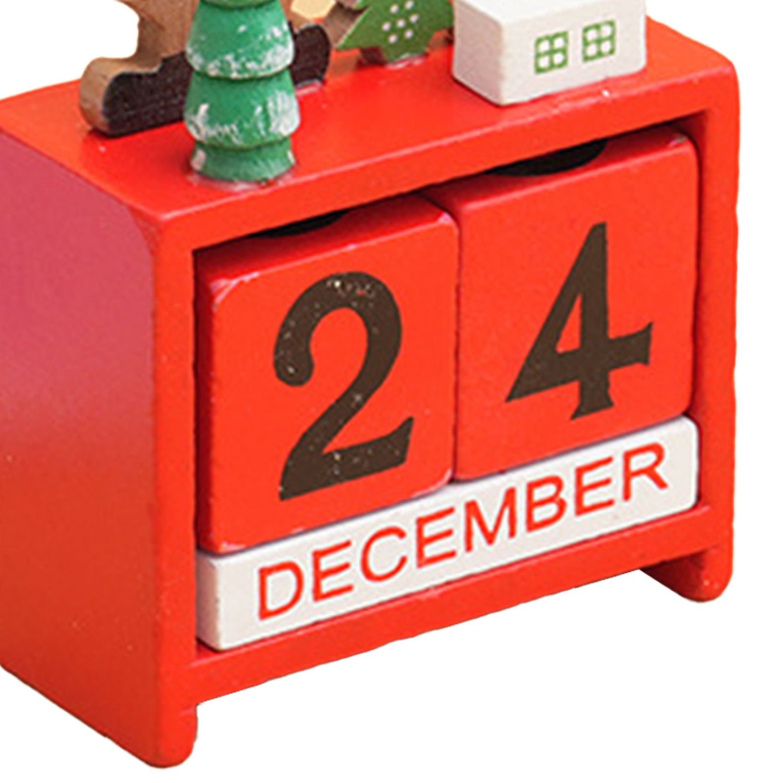 Xmas Desk Calendar Desktop Decoration Tabletop Number Date Wooden Blocks view 5