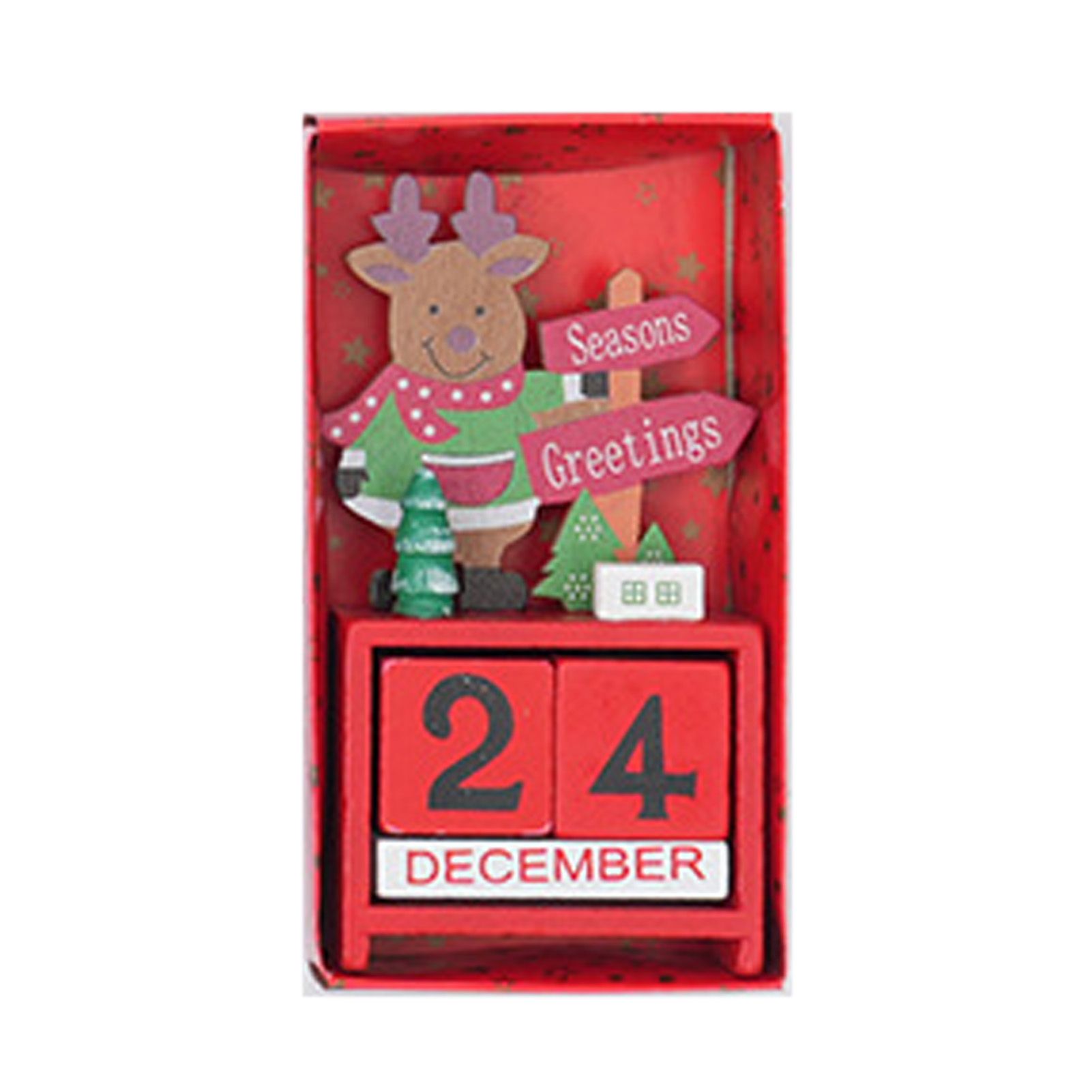 Xmas Desk Calendar Desktop Decoration Tabletop Number Date Wooden Blocks view 6