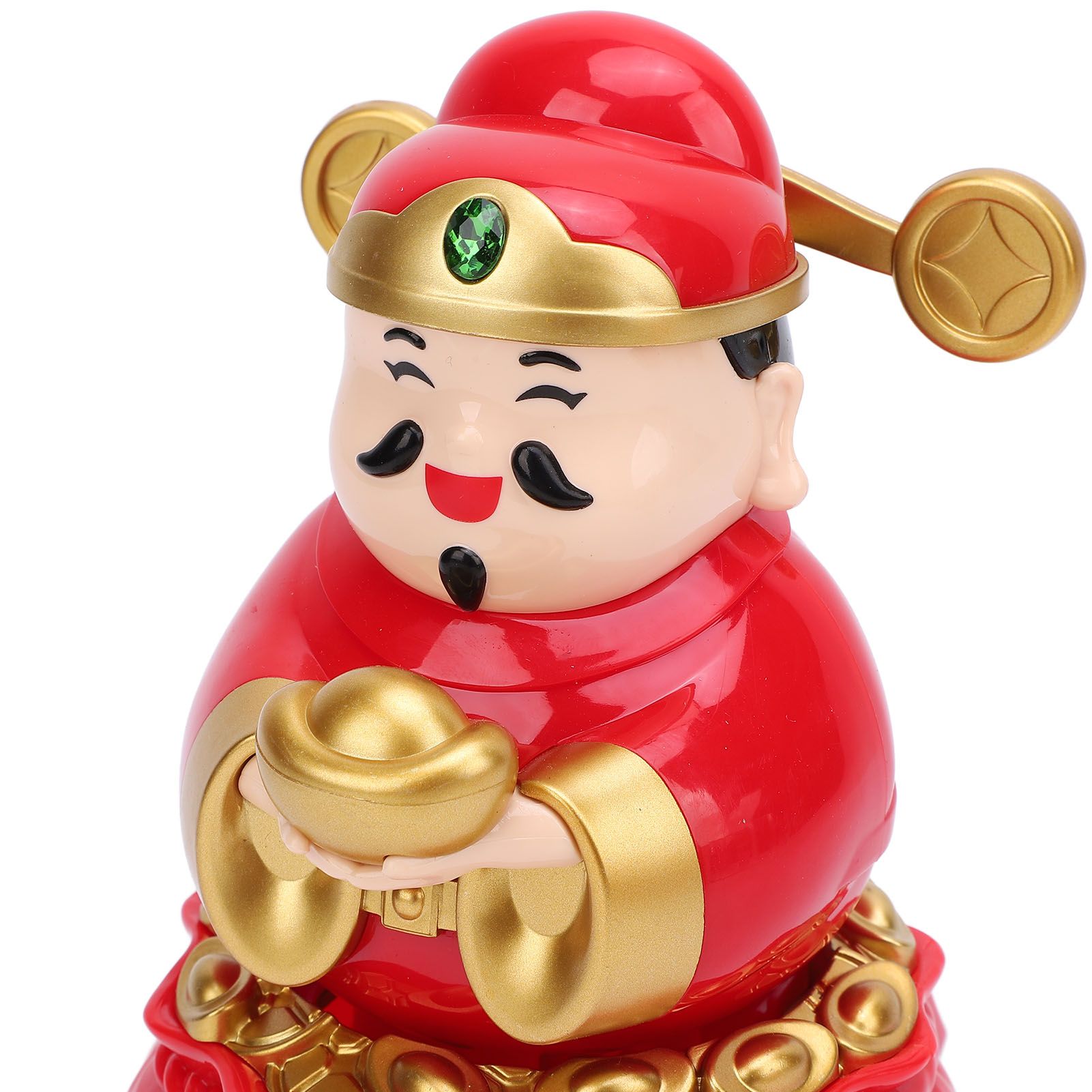 Caishen Statue Solar Light Sensing Auto Shaking Lovely God of Wealth Statue view 2
