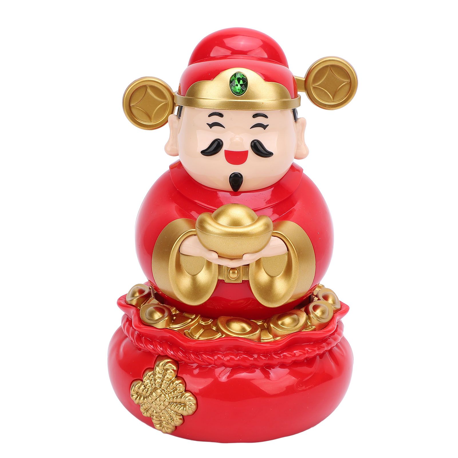 Caishen Statue Solar Light Sensing Auto Shaking Lovely God of Wealth Statue view 3
