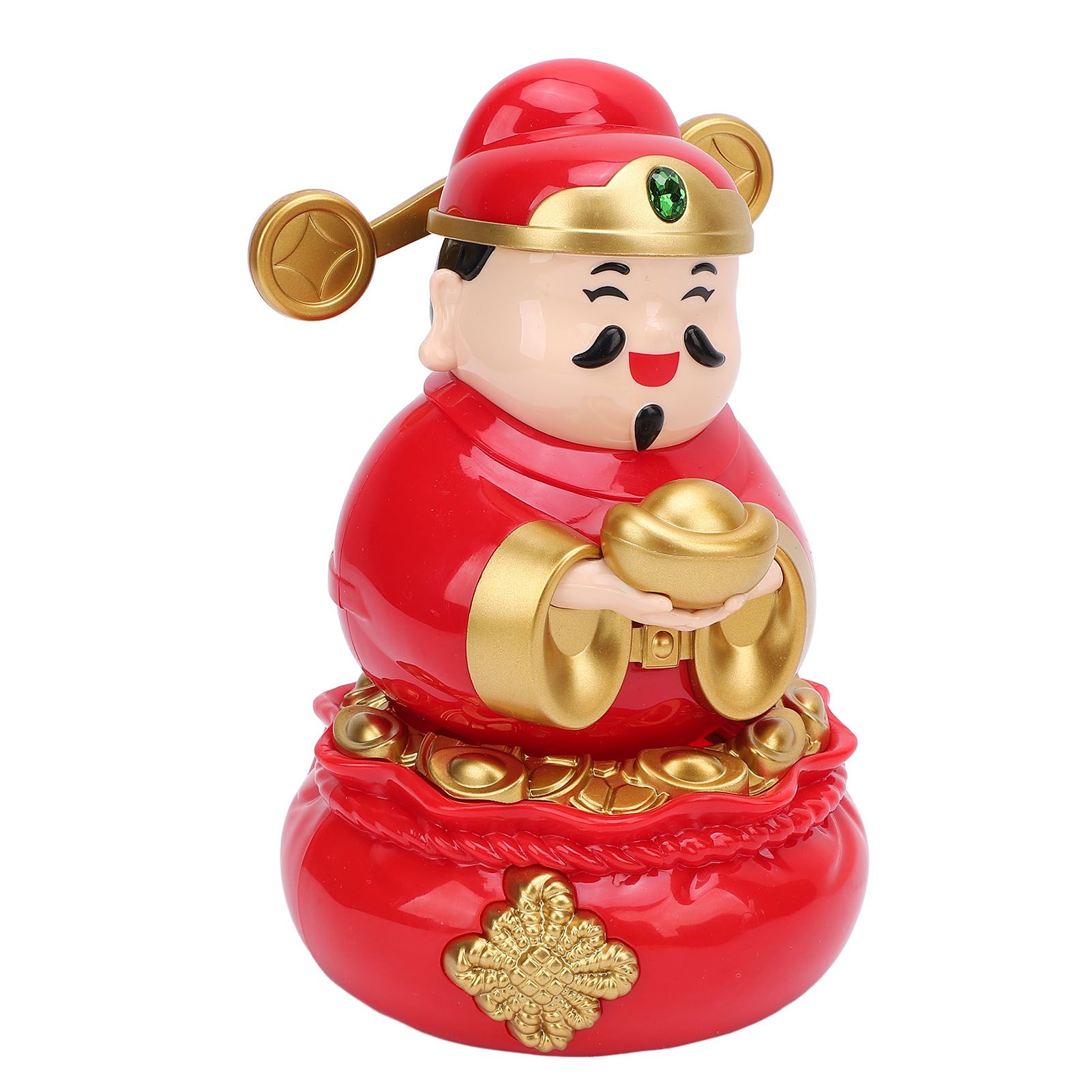 Caishen Statue Solar Light Sensing Auto Shaking Lovely God of Wealth Statue view 4