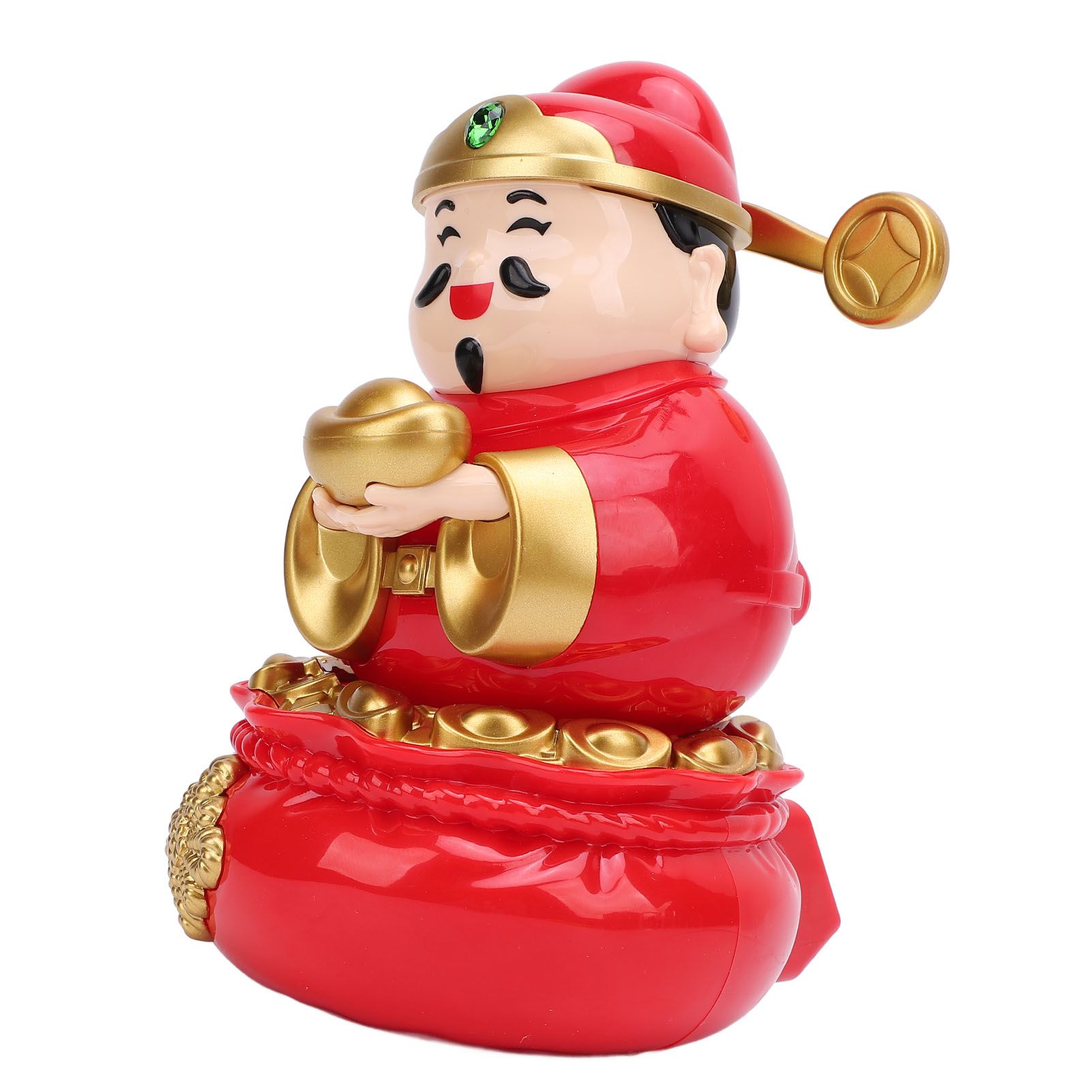 Caishen Statue Solar Light Sensing Auto Shaking Lovely God of Wealth Statue view 8