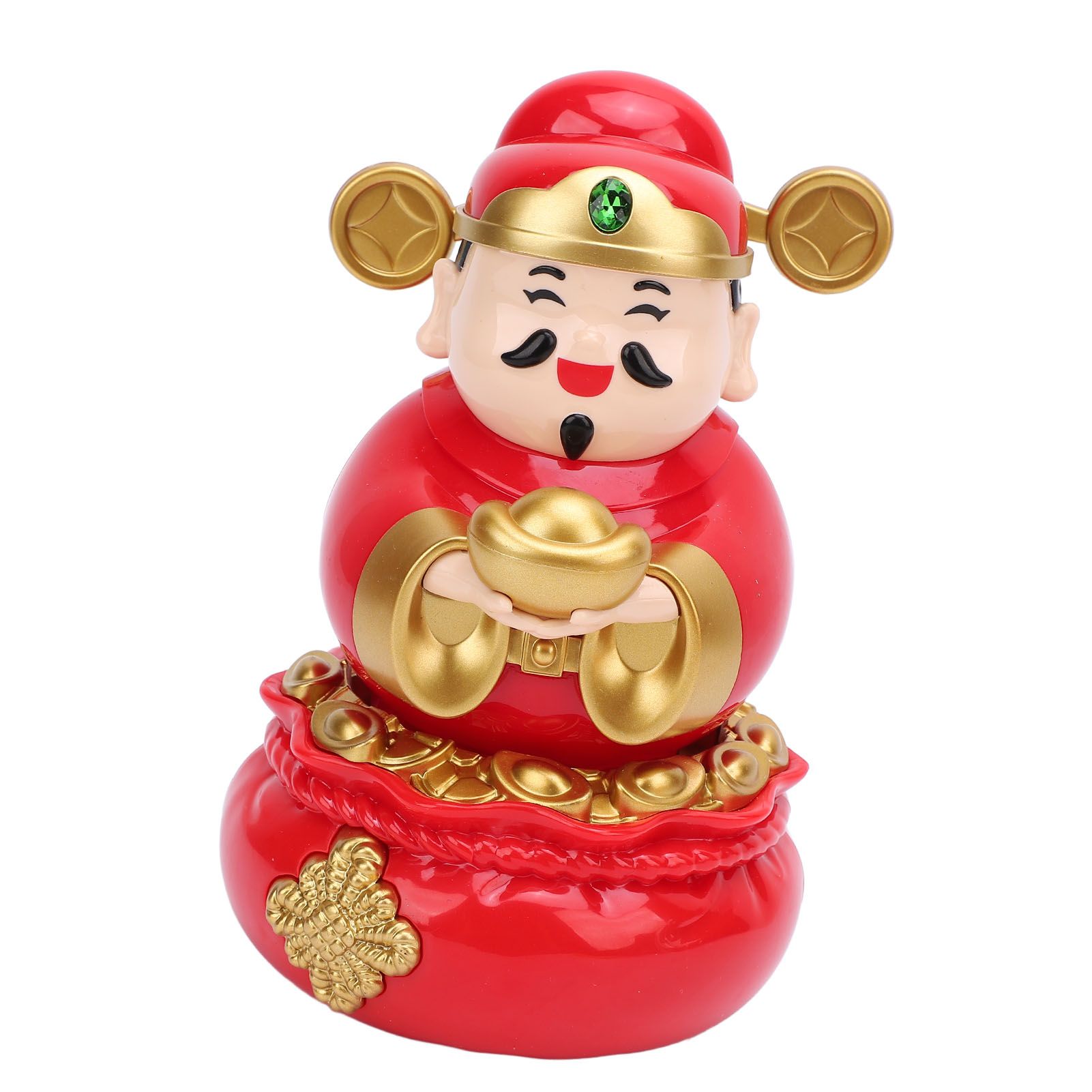 Caishen Statue Solar Light Sensing Auto Shaking Lovely God of Wealth Statue view 12