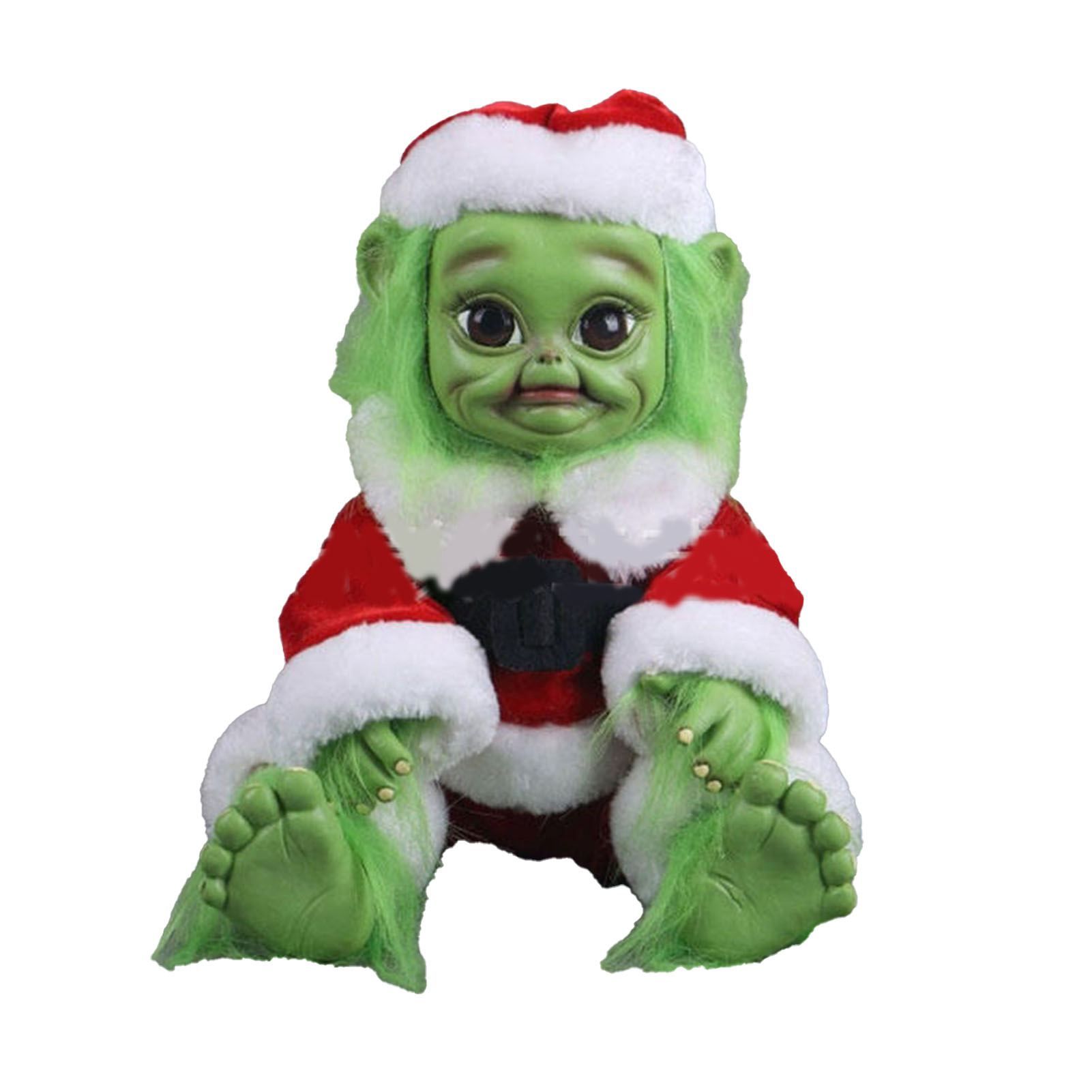 Green Hair Monster Doll with Xmas Clothes Unique Green Fur Monster Doll for view 3