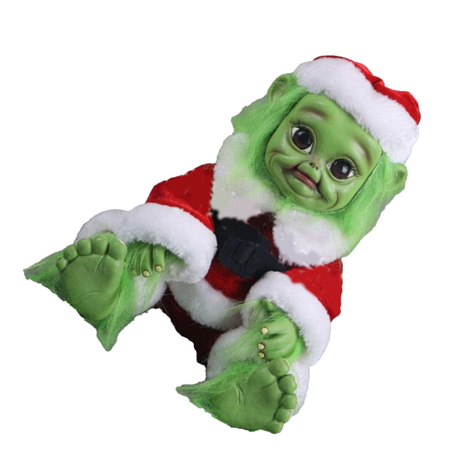 Green Hair Monster Doll with Xmas Clothes Unique Green Fur Monster Doll for view 4