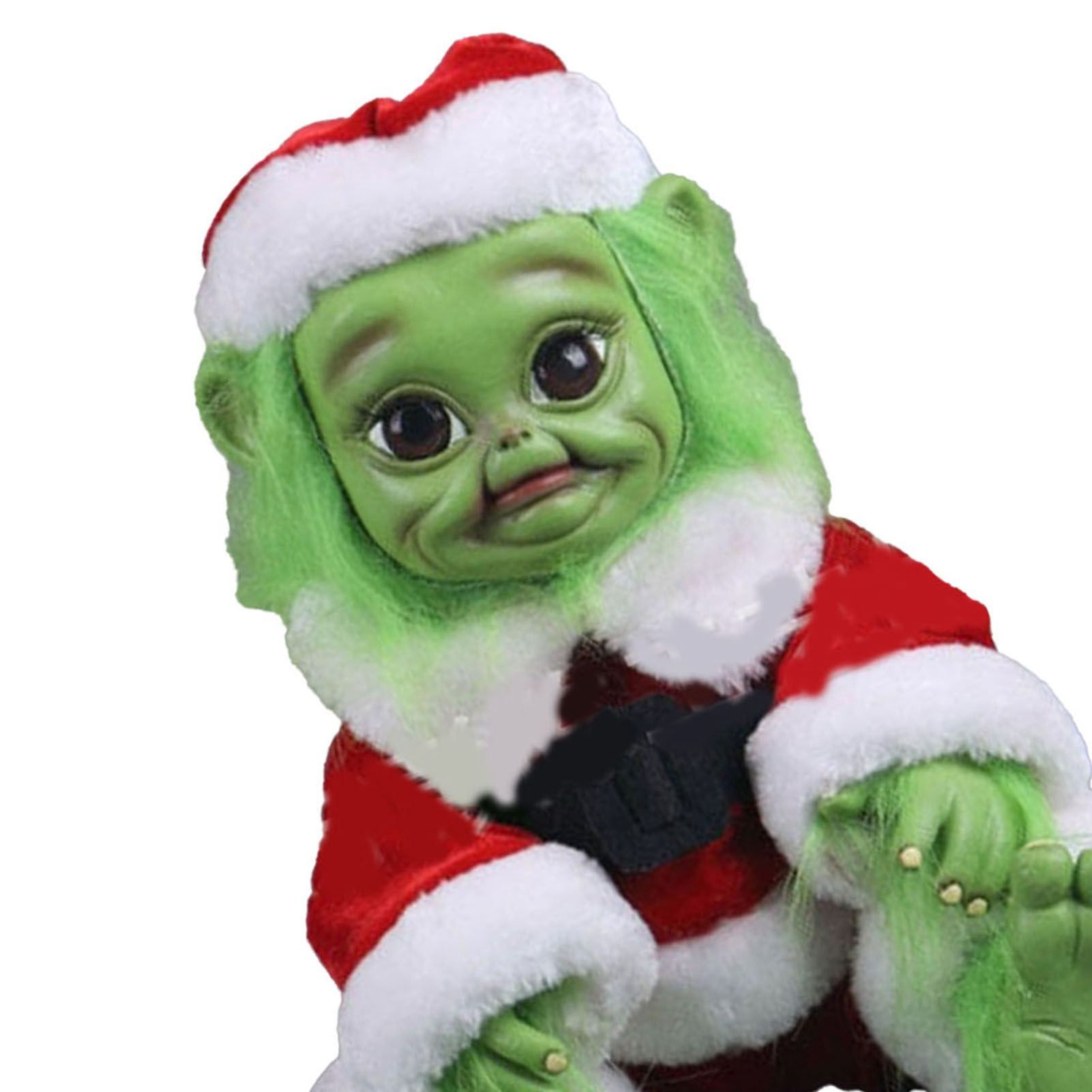 Green Hair Monster Doll with Xmas Clothes Unique Green Fur Monster Doll for view 5