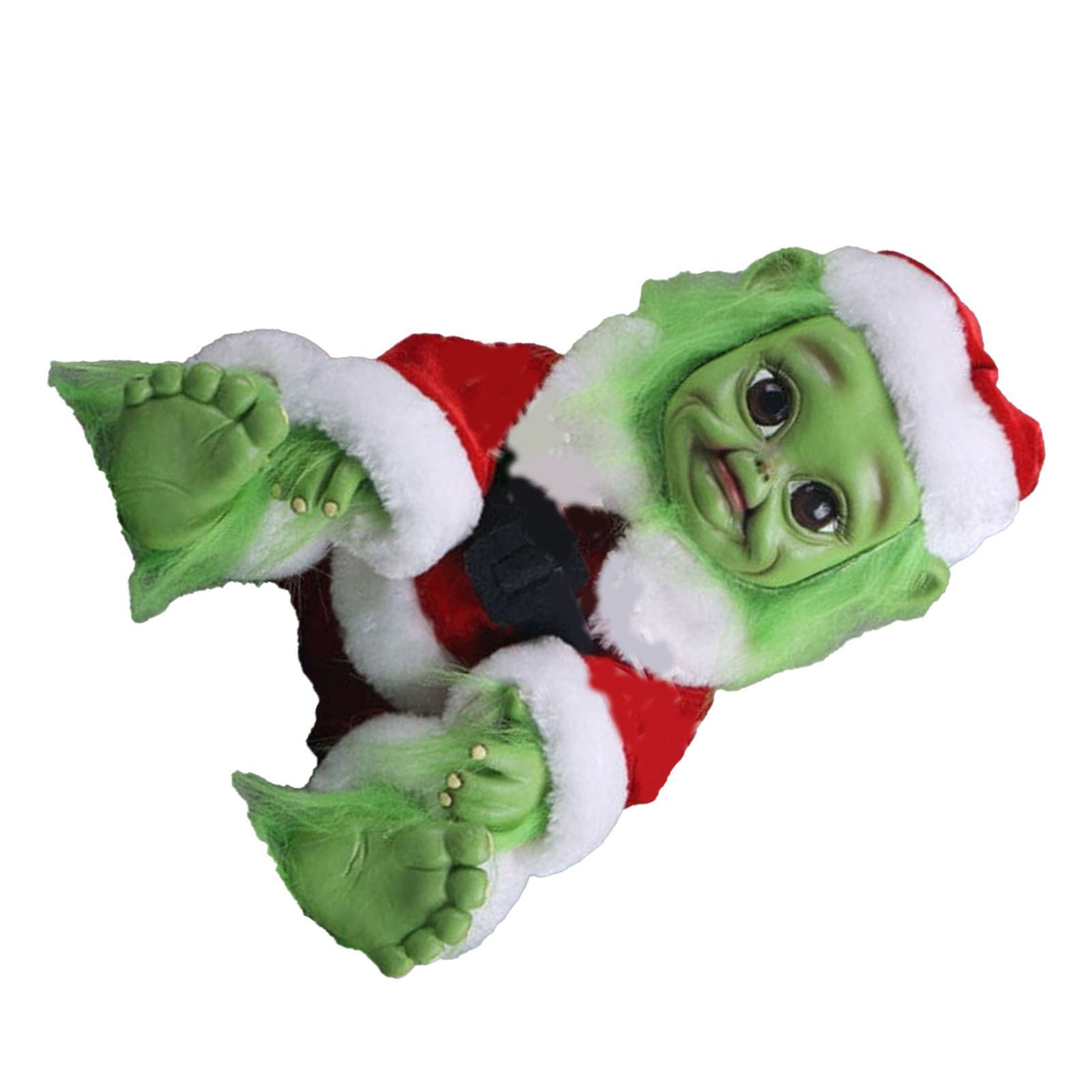 Green Hair Monster Doll with Xmas Clothes Unique Green Fur Monster Doll for view 6