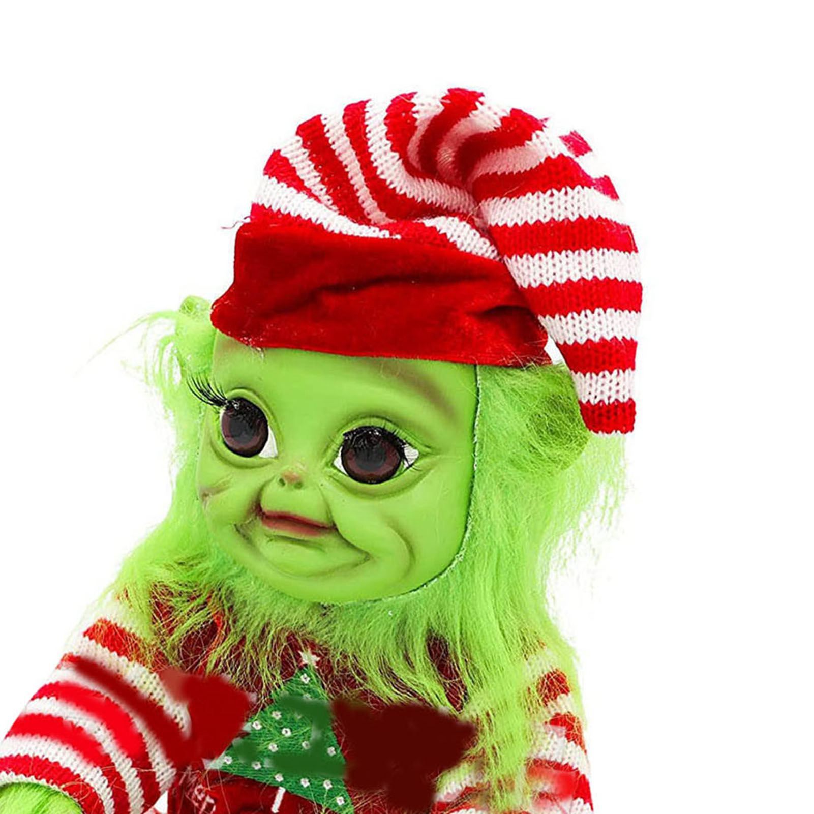 Xmas Plush Doll Toy Resin Cute and Ugly Green Monster Furry Elf Doll Xmas view 2