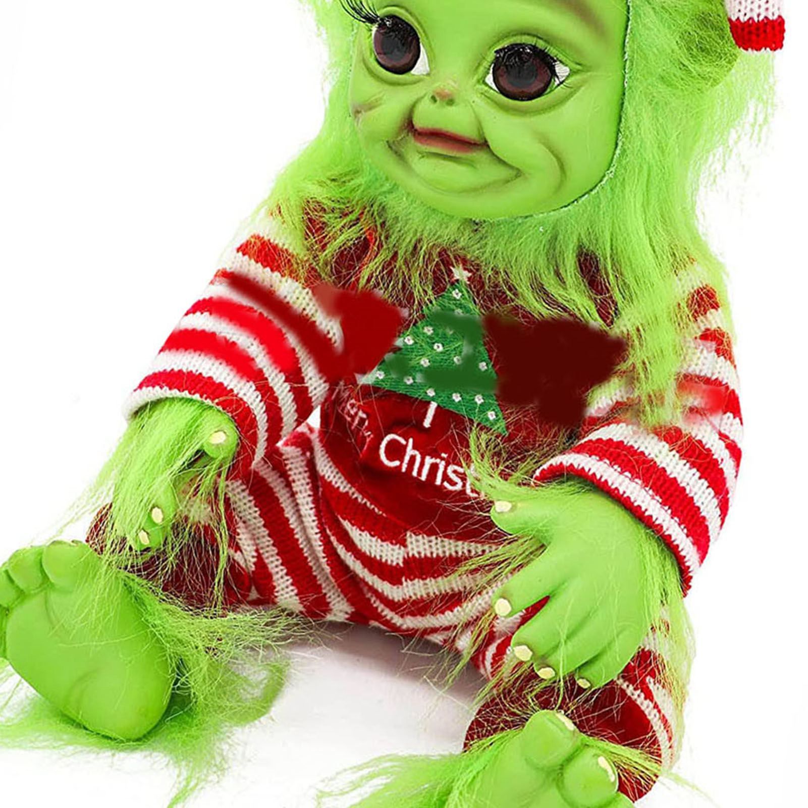 Xmas Plush Doll Toy Resin Cute and Ugly Green Monster Furry Elf Doll Xmas view 5