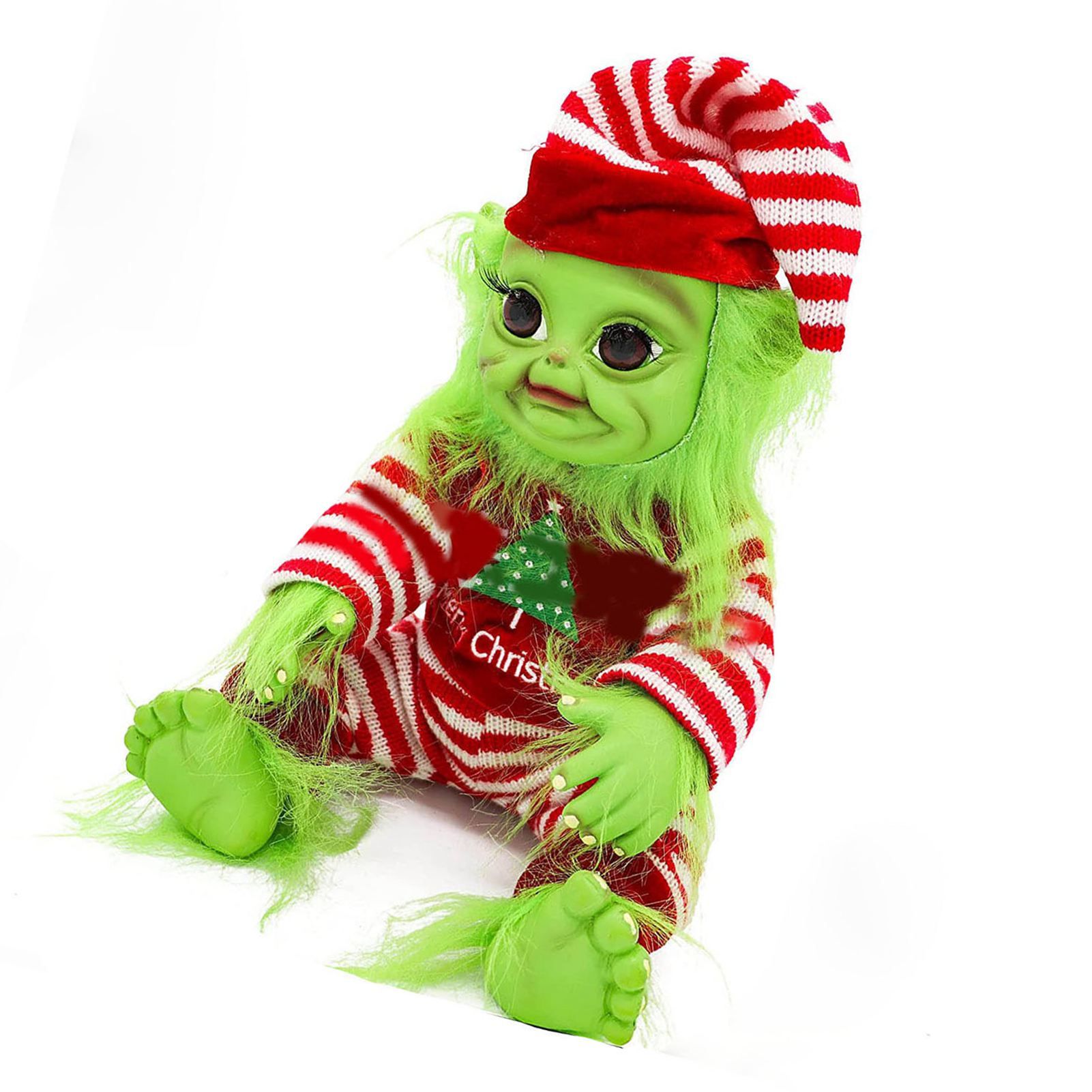Xmas Plush Doll Toy Resin Cute and Ugly Green Monster Furry Elf Doll Xmas view 6