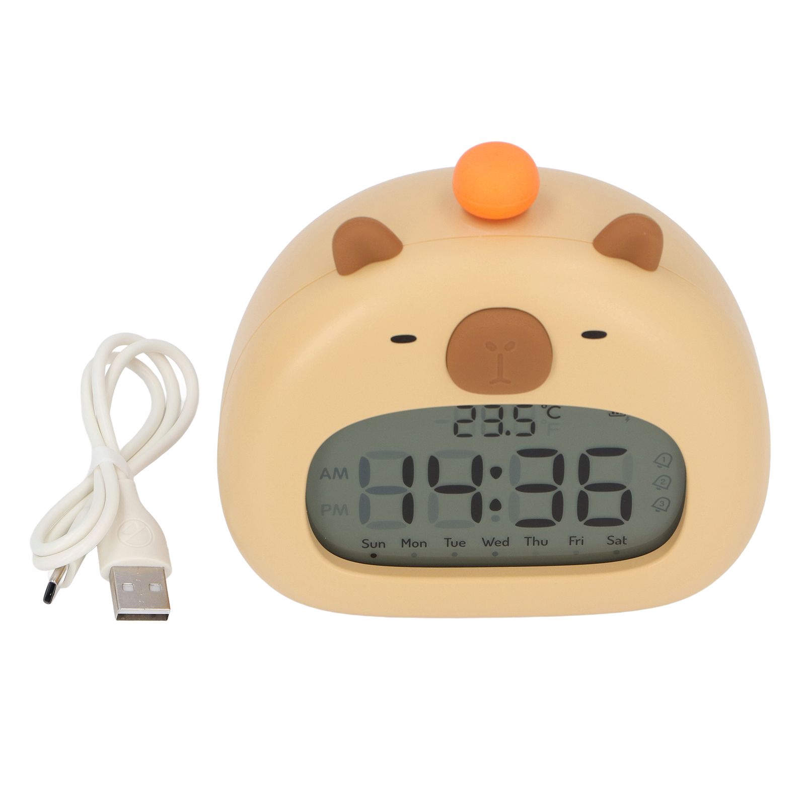 Capybara Alarm Clock with Night Light Snooze Countdown Multiple Ringtones view 3