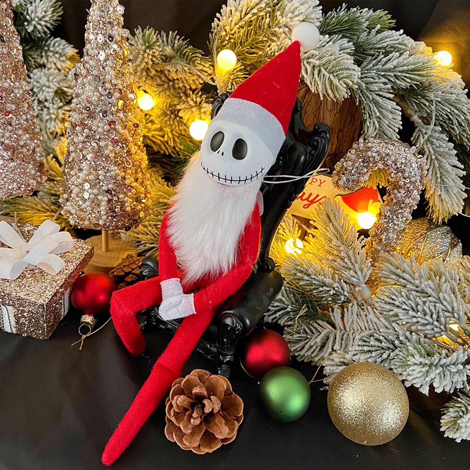Xmas Skellington Plush Doll Cute Spooky Soft PVC Home Decor Lifelike Stuffed view 12