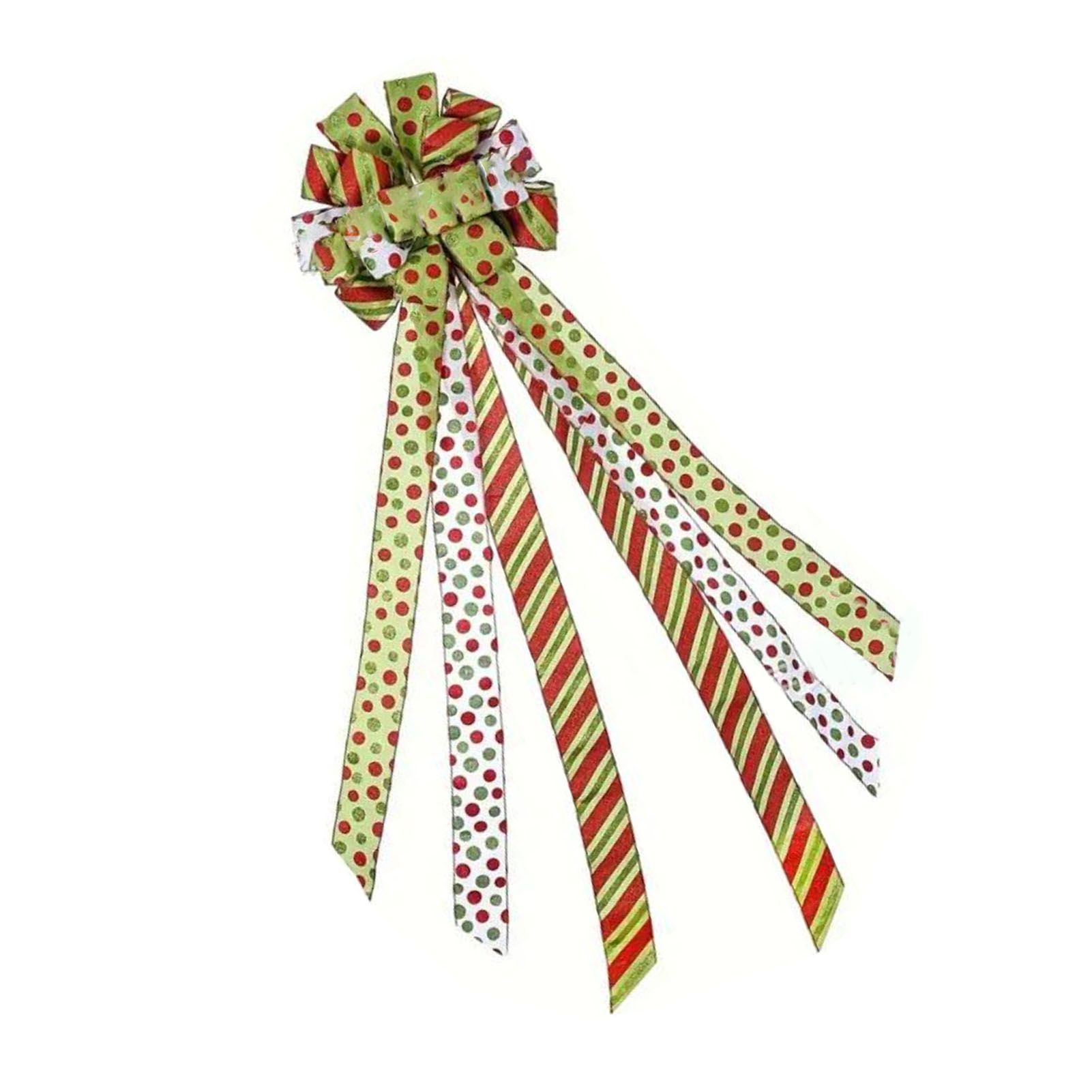 Xmas Tree Topper Wreath Bow Large Red Green Dot Present Bow for Xmas Ornament view 7
