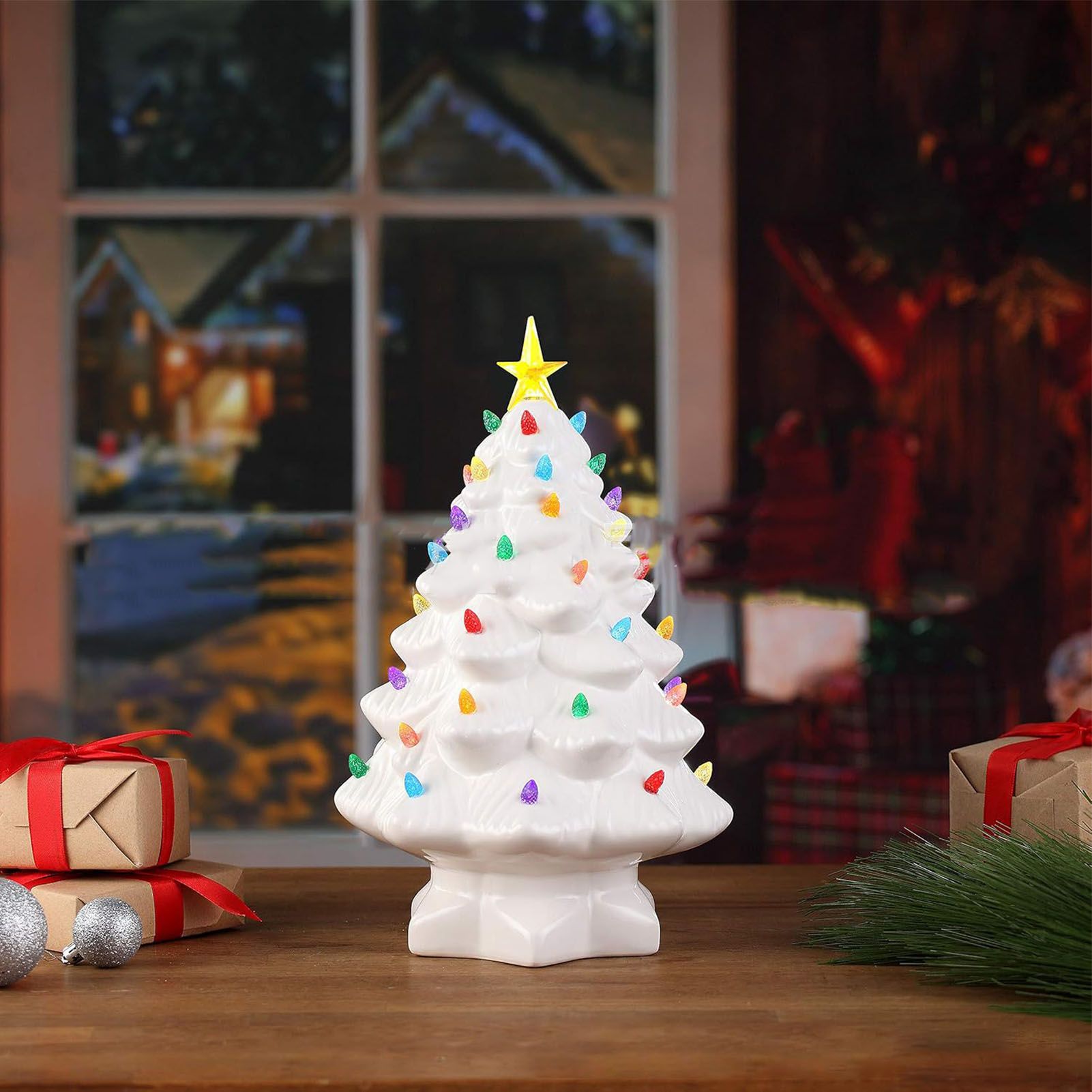 Resin Xmas Tree Exquisite Miniature Xmas Tree Figurines Holiday Decoration for view 4