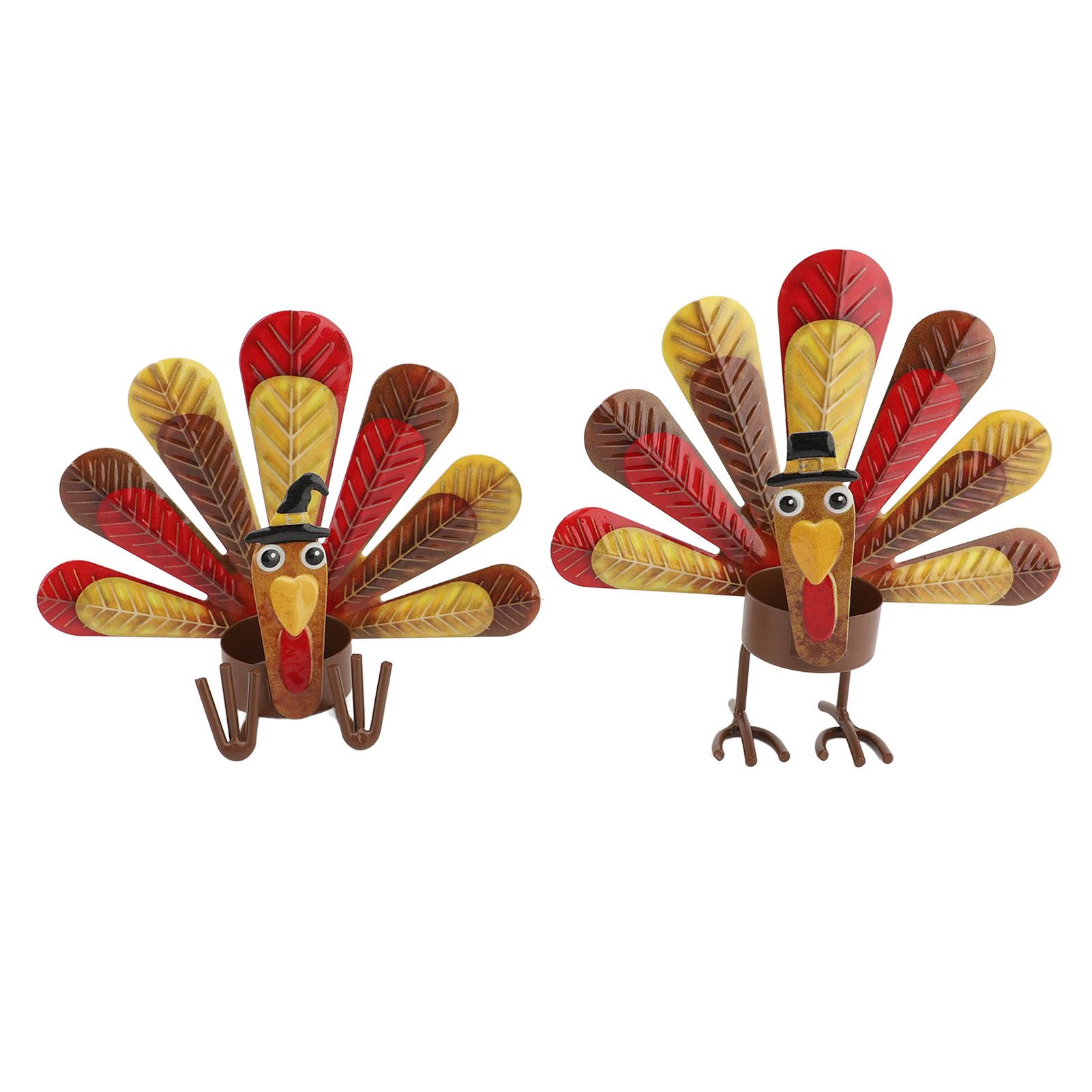 2Pcs Thanksgiving Turkey Candle Holder Cute Look Versatile Alloy Table Turkey view 3