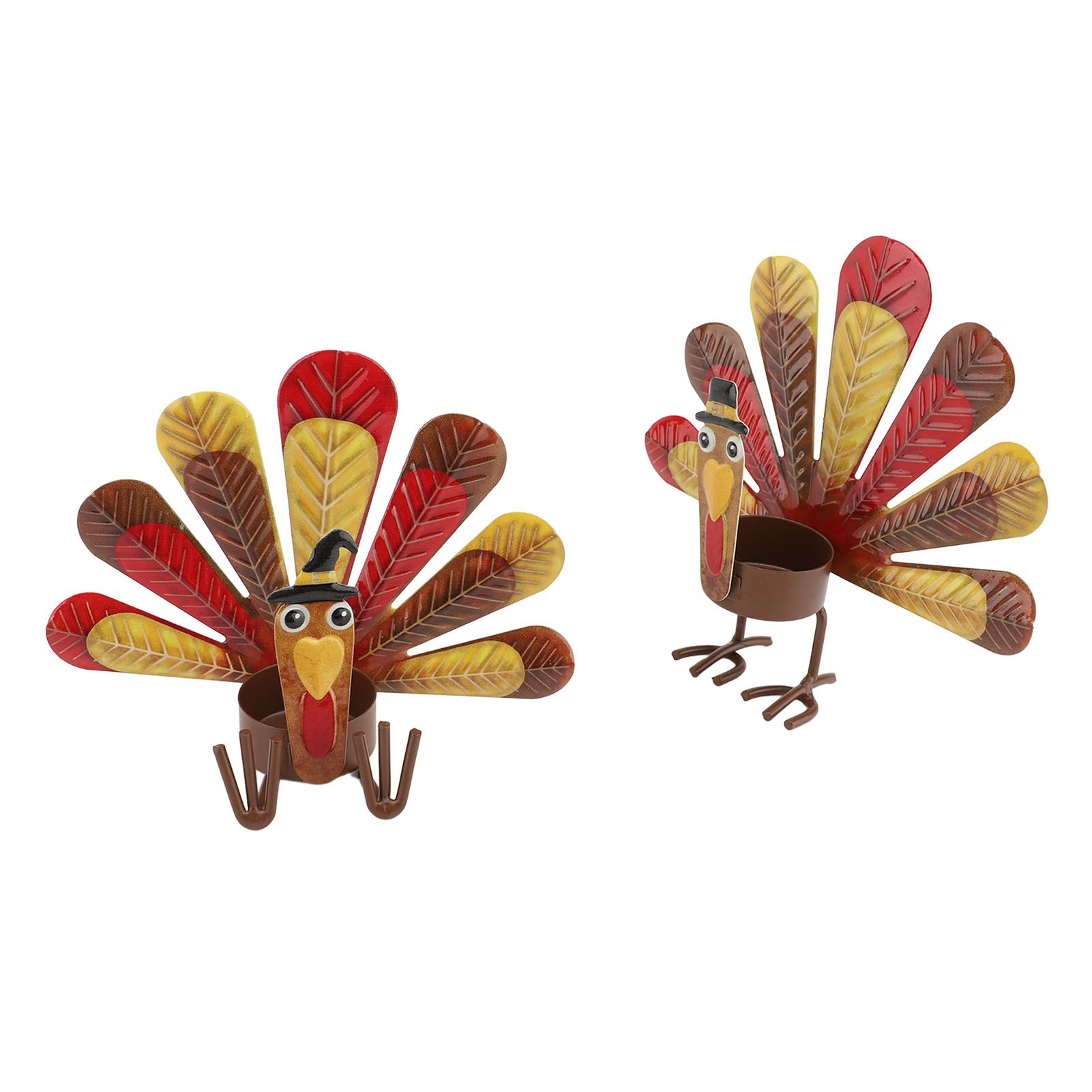2Pcs Thanksgiving Turkey Candle Holder Cute Look Versatile Alloy Table Turkey view 4