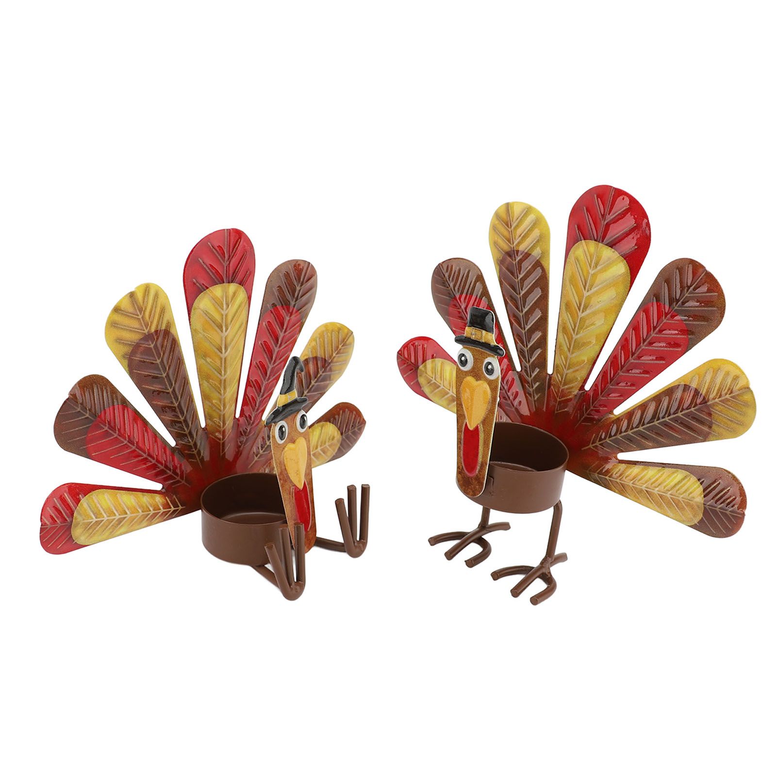 2Pcs Thanksgiving Turkey Candle Holder Cute Look Versatile Alloy Table Turkey view 6