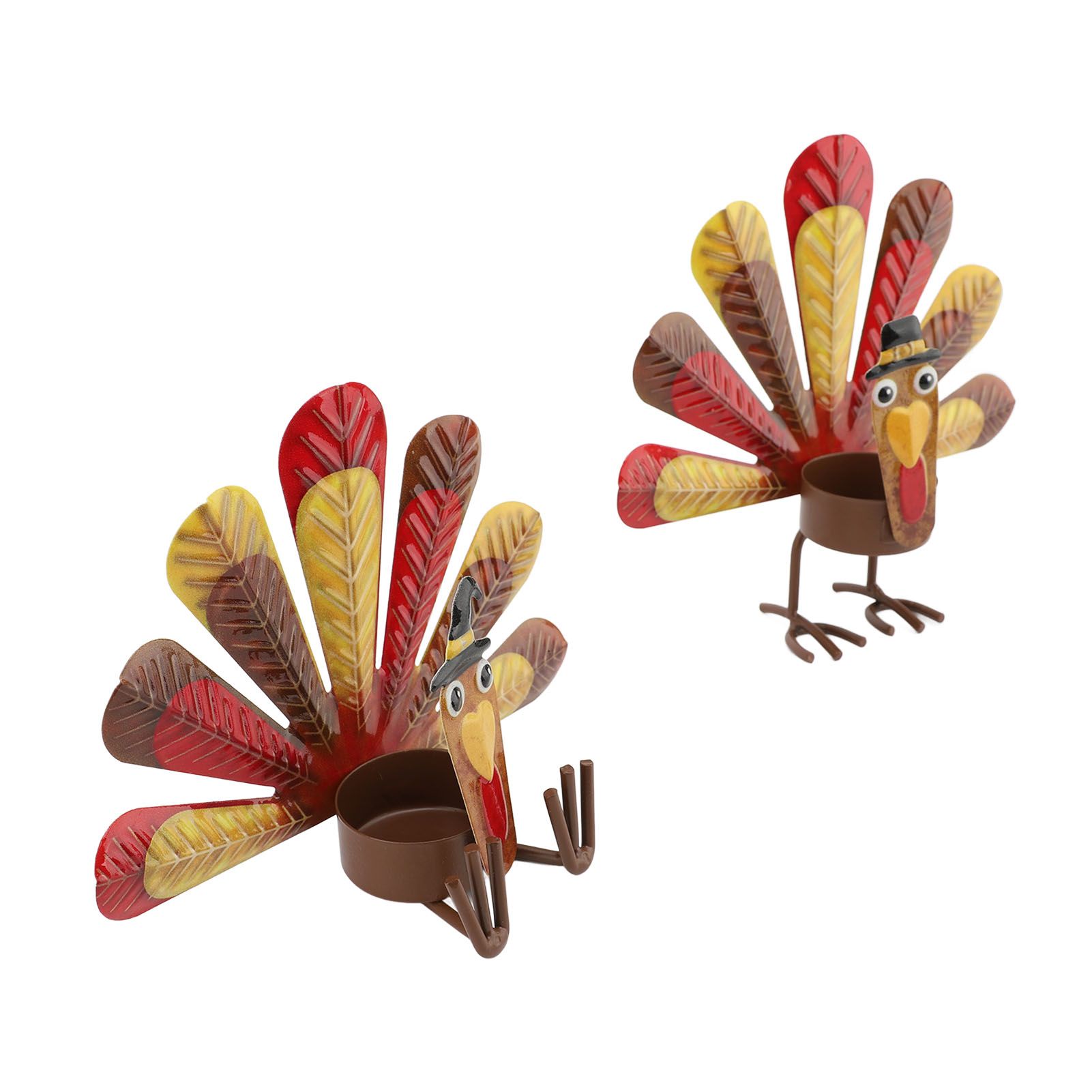 2Pcs Thanksgiving Turkey Candle Holder Cute Look Versatile Alloy Table Turkey view 8