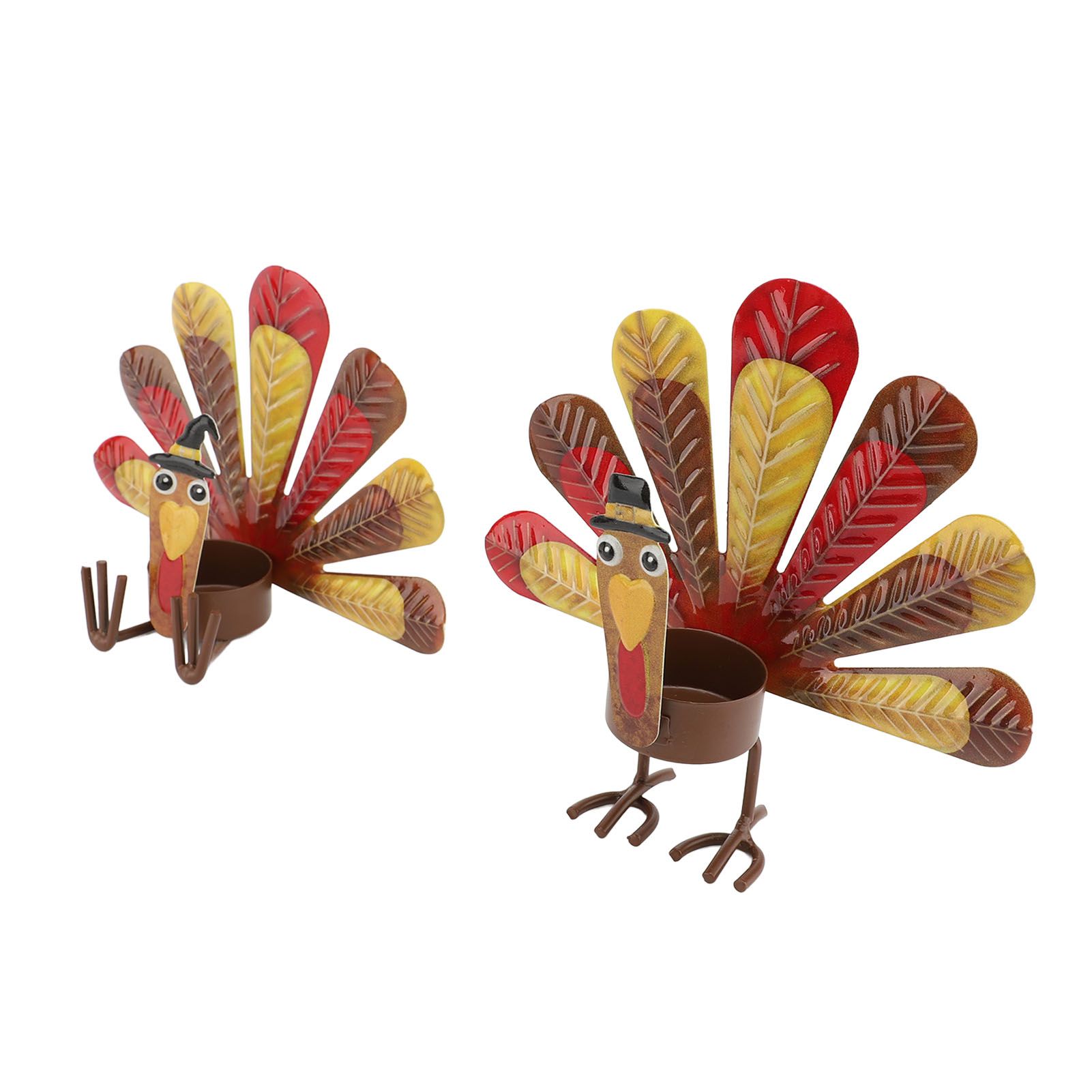 2Pcs Thanksgiving Turkey Candle Holder Cute Look Versatile Alloy Table Turkey view 10