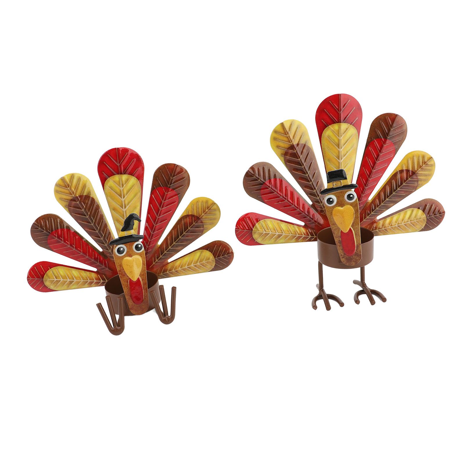 2Pcs Thanksgiving Turkey Candle Holder Cute Look Versatile Alloy Table Turkey view 11